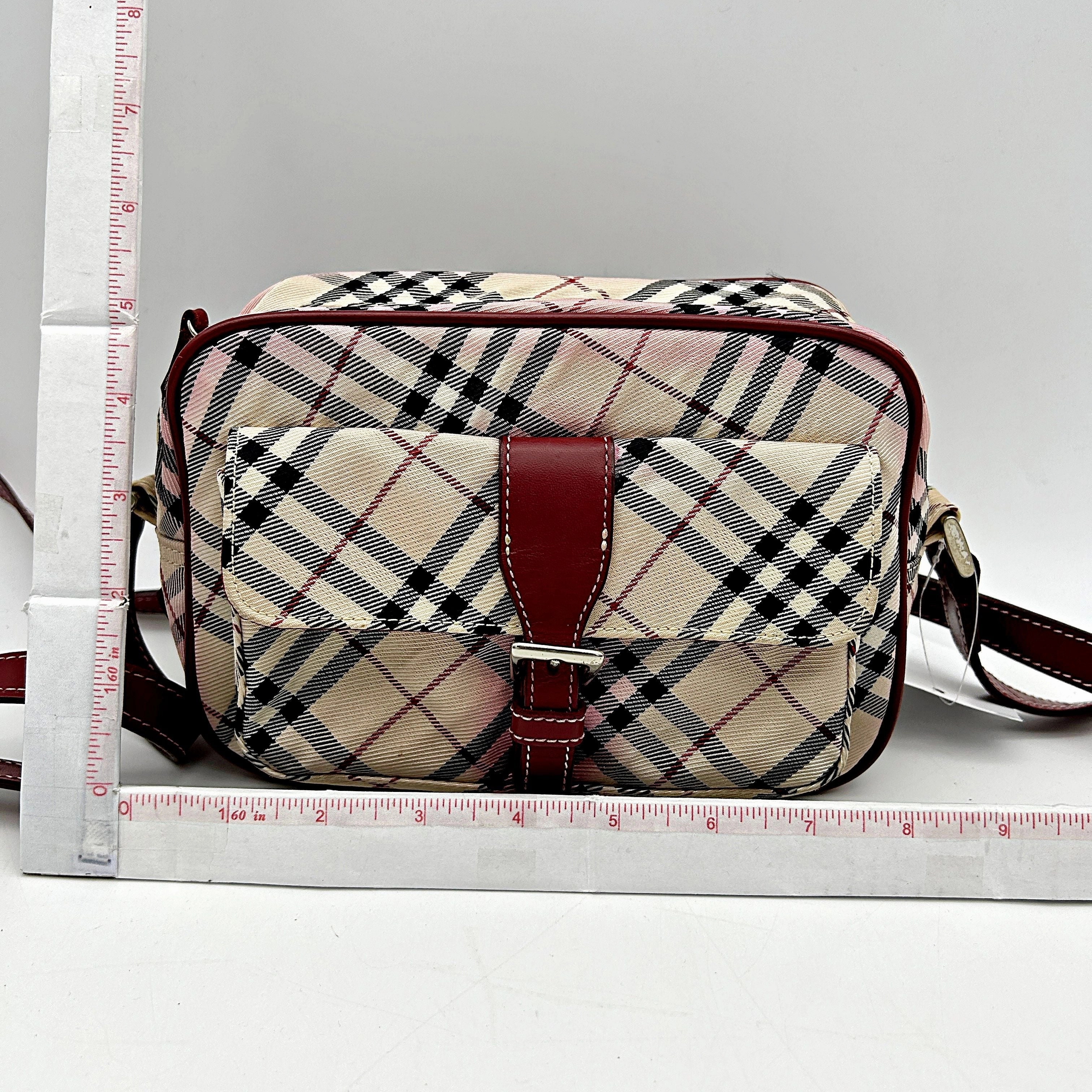 Burberry BURBERRY Nova Check Blue Label Shoulder Bag Nylon Beige Red Silver bb2204sn
