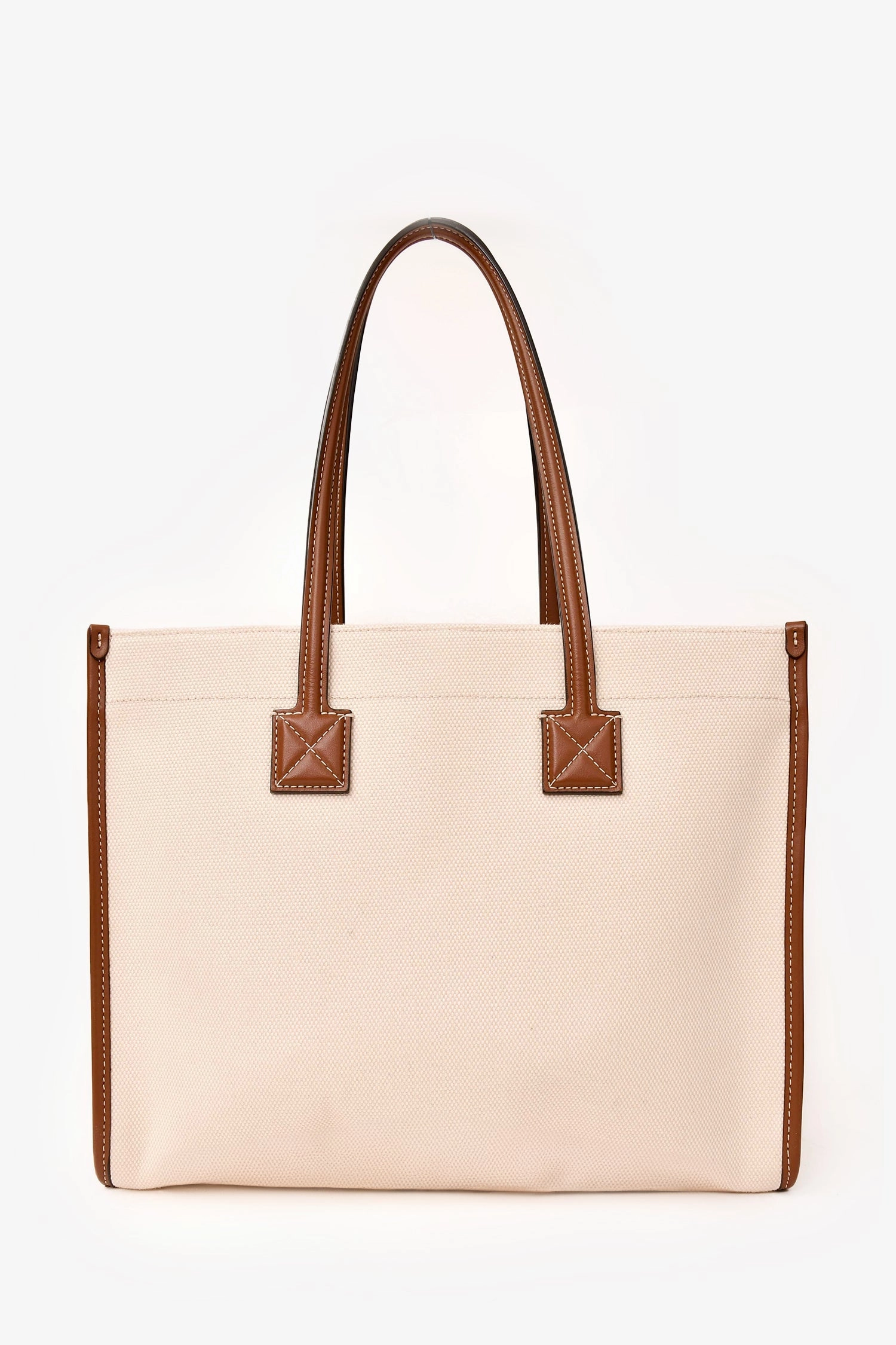 Burberry Cream/Brown Canvas/Leather Small Freya Tote Bag