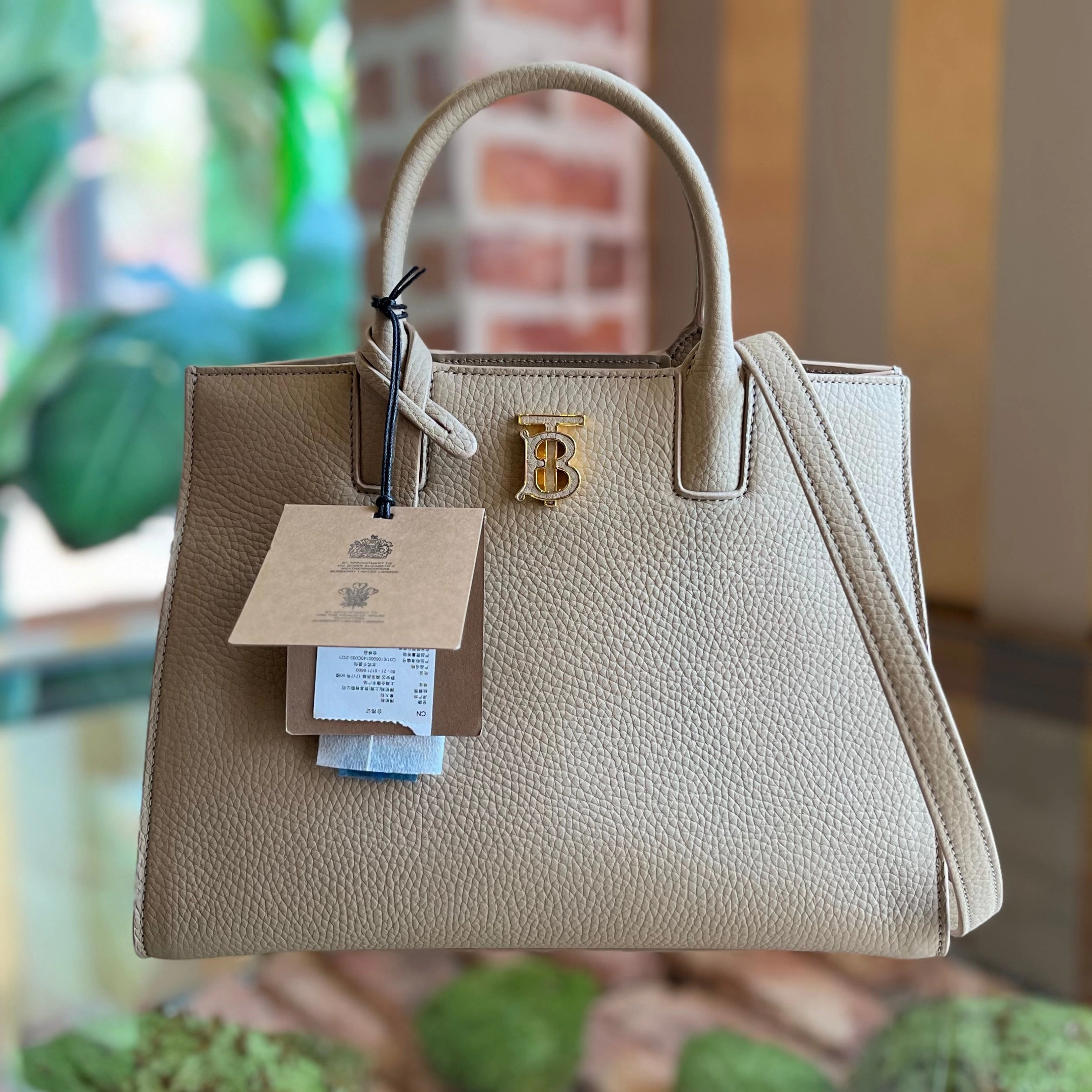 BURBERRY Frances Mini Grainy Calfskin Tote Bag