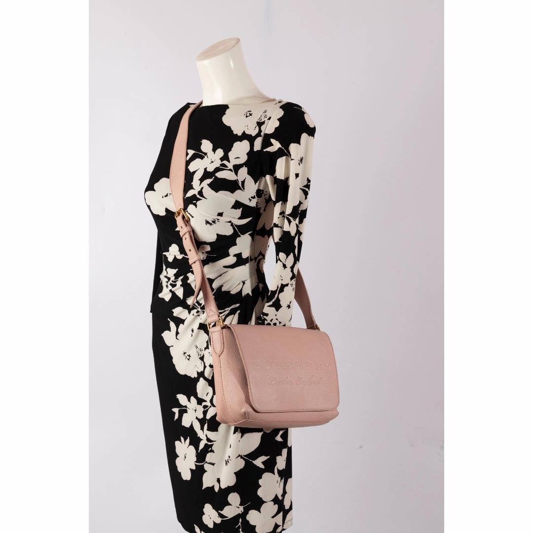 Burberry Light Pink Leather Small Burleigh Shoulder Bag