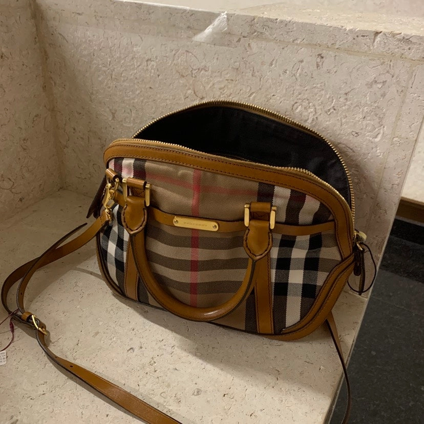 Burberry Orchard Crossbody Bag Check Beige