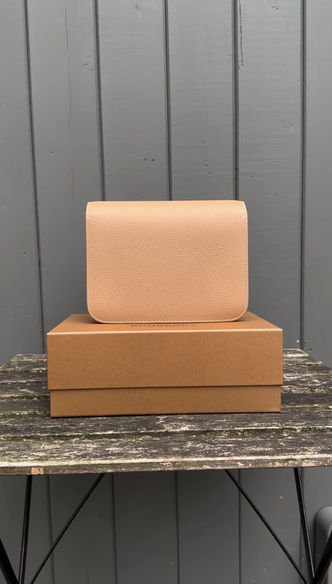 BURBERRY TB Two-Tone Leather Crossbody Bag