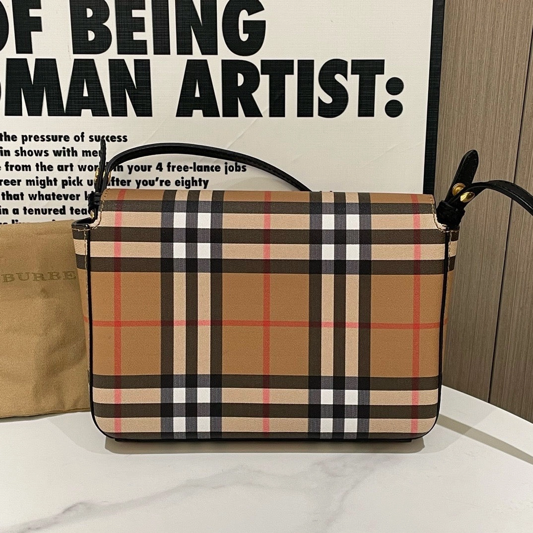 Burberry Vintage Check Heritage Tan Crossbody Messenger Bag Medium