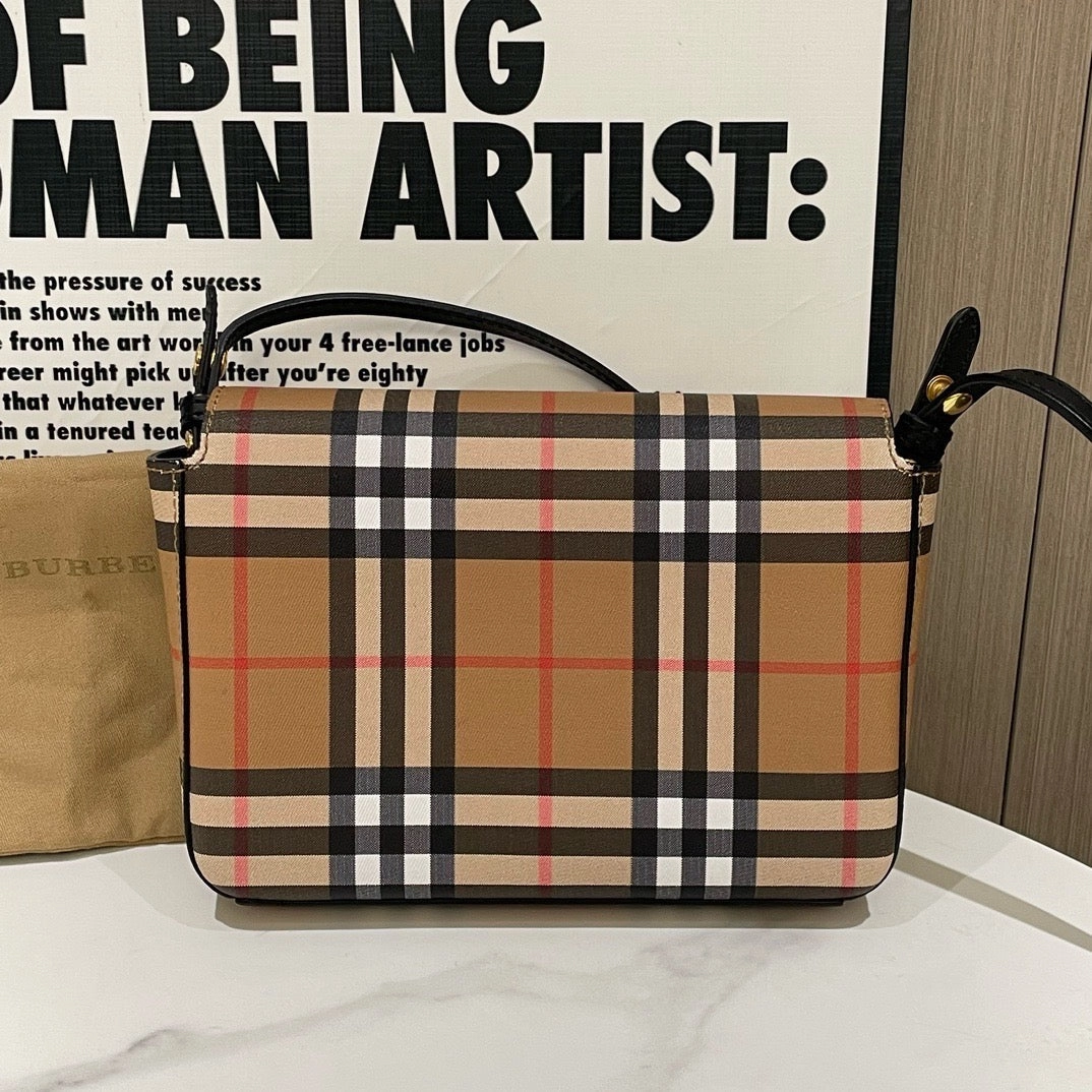 Burberry Vintage Check Heritage Tan Crossbody Messenger Bag Medium