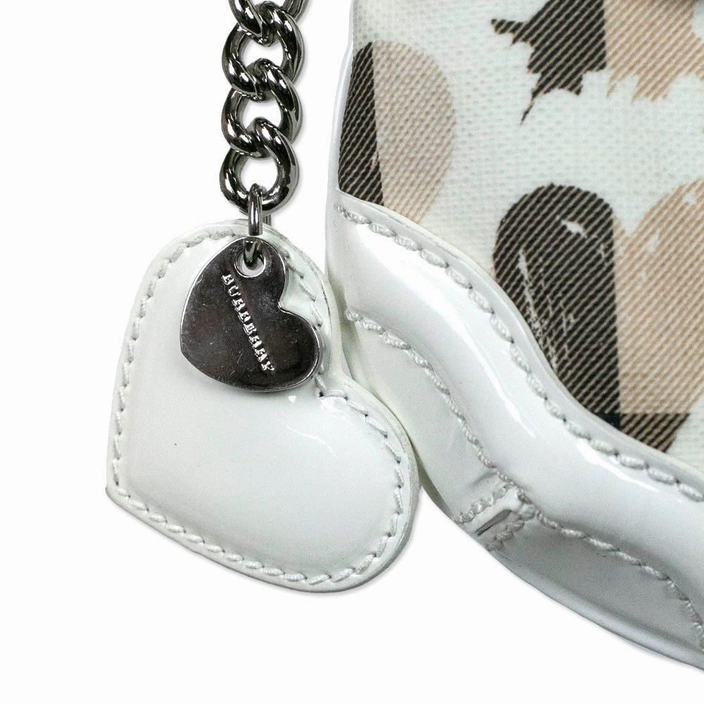 Burberry White Patent Heart Supernova Check Aspley Crossbody Bag