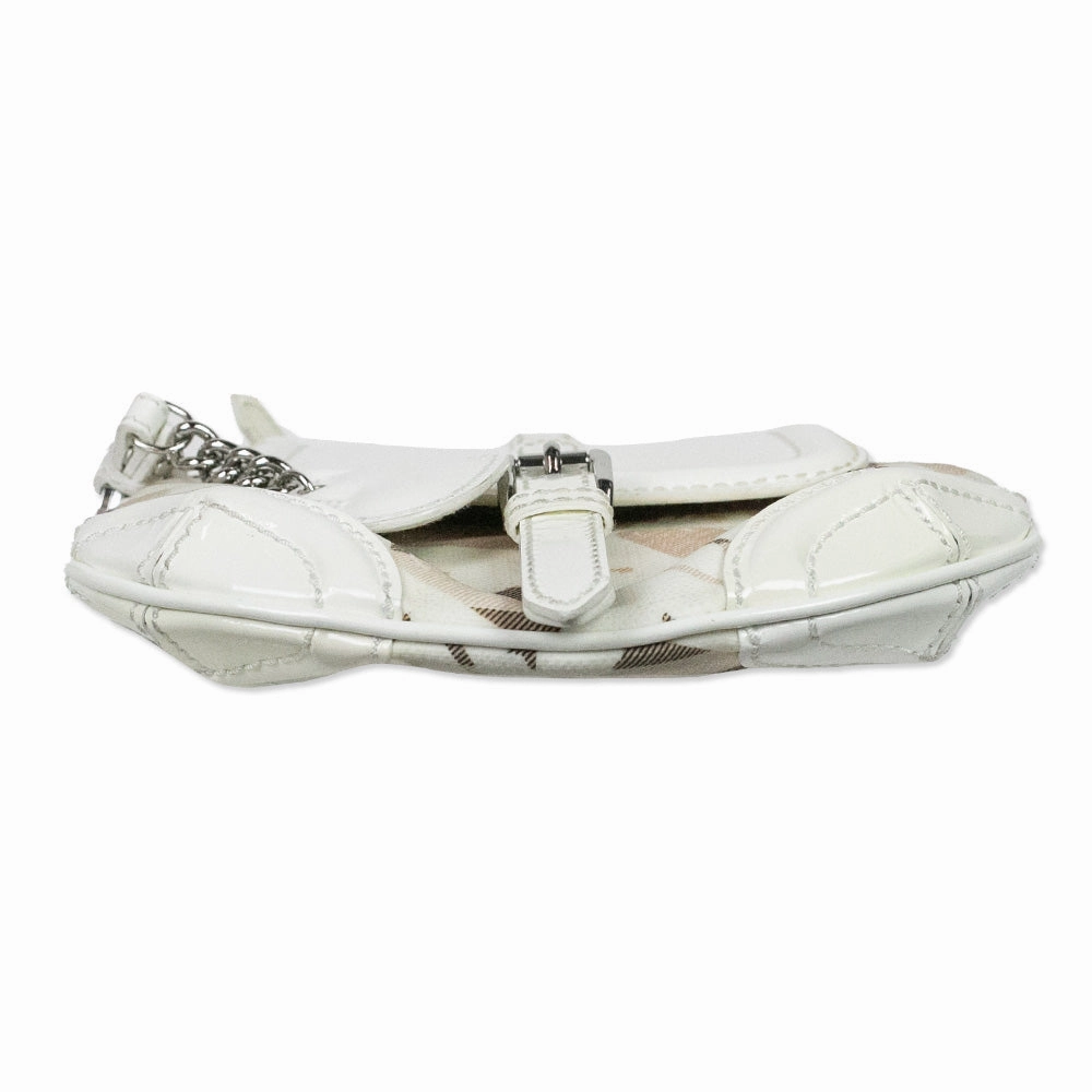 Burberry White Patent Heart Supernova Check Aspley Crossbody Bag