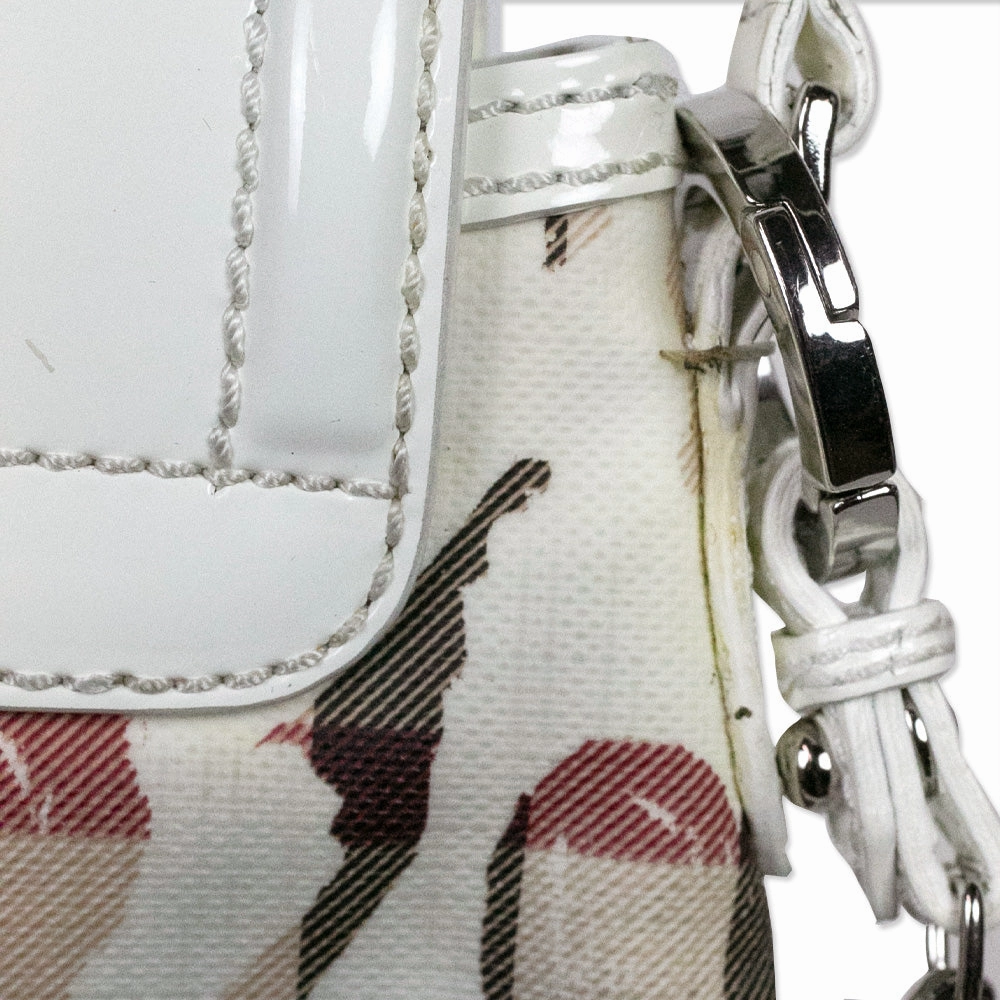 Burberry White Patent Heart Supernova Check Aspley Crossbody Bag