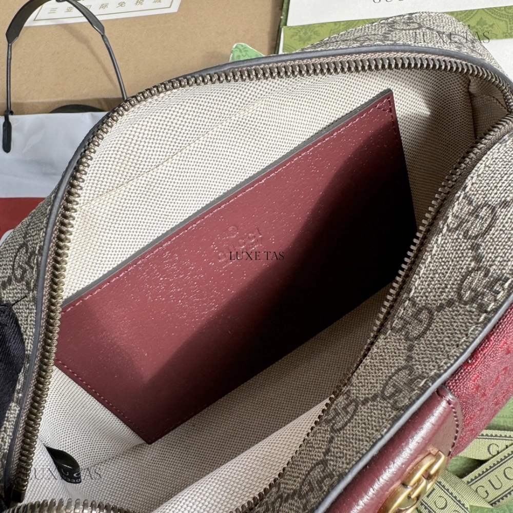 Burgundy Quilted Mini GG Canvas Small Crossbody Bag Leather Crossbody Bag for Men