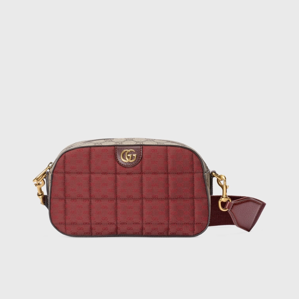 Burgundy Quilted Mini GG Canvas Small Crossbody Bag Leather Crossbody Bag for Men