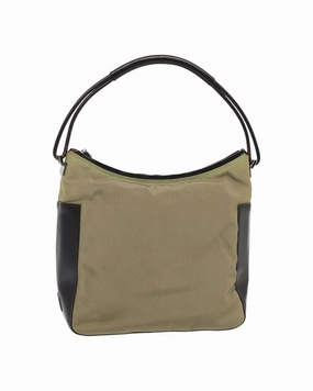 Canvas Leather Trim Shoulder Bag