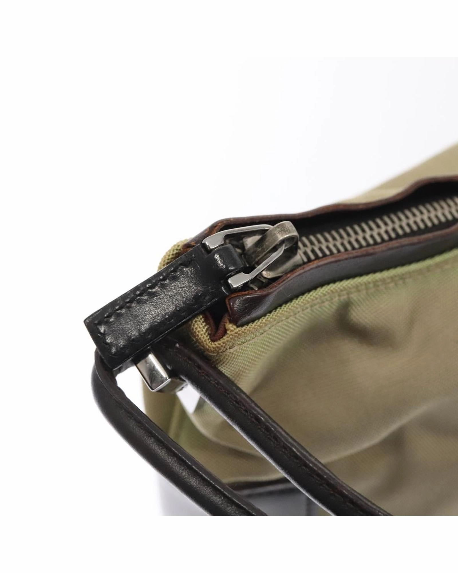 Canvas Leather Trim Shoulder Bag