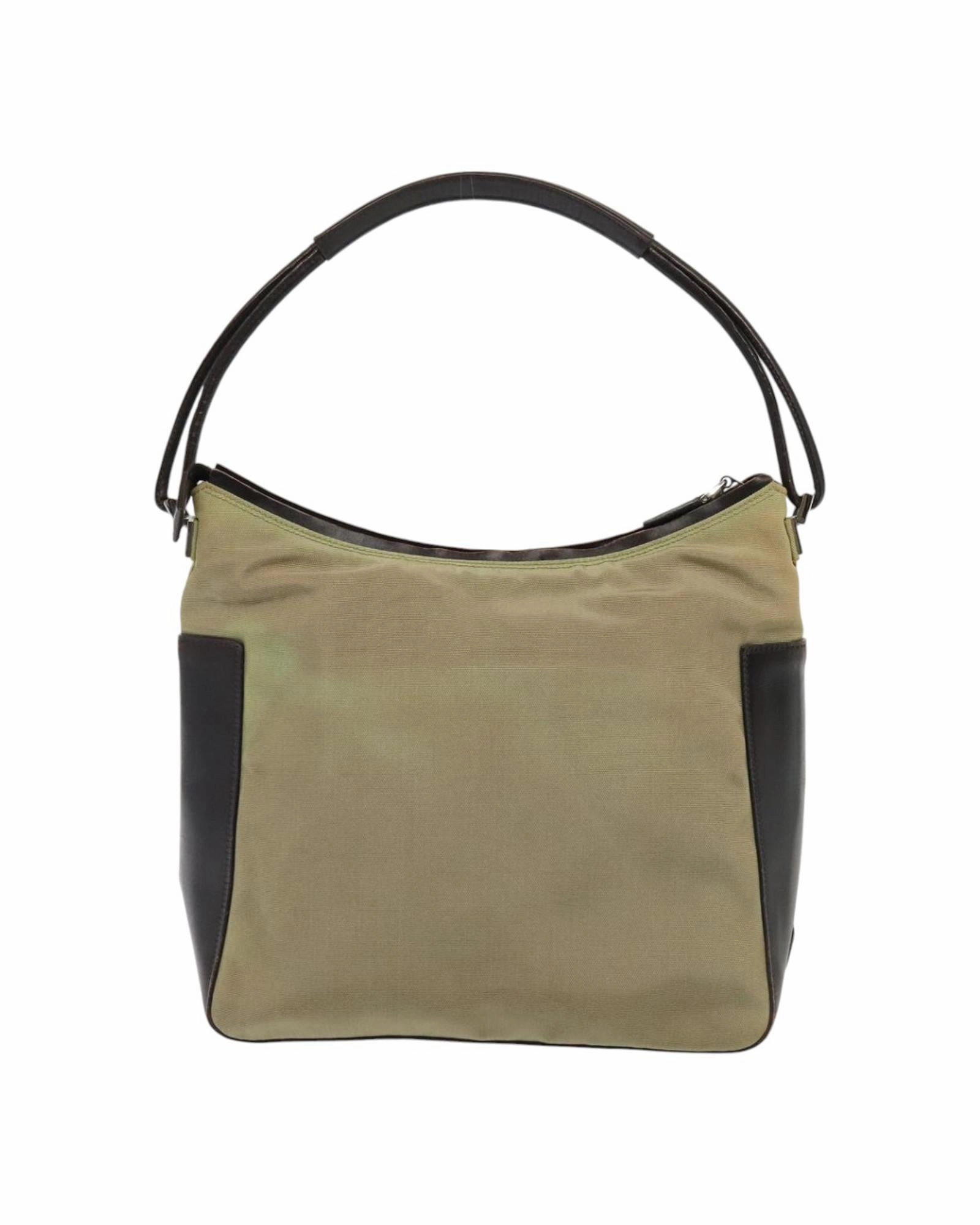 Canvas Leather Trim Shoulder Bag