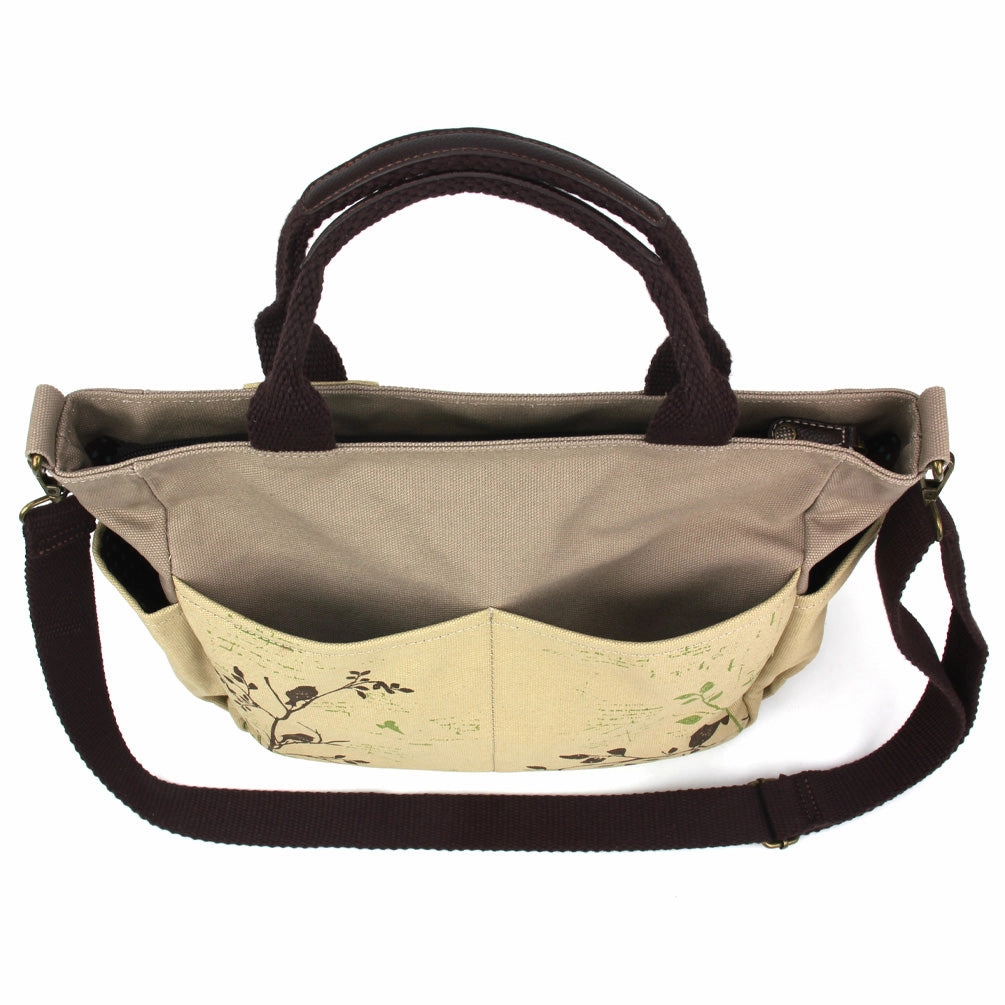 Canvas Print Pocket Tote - Bird