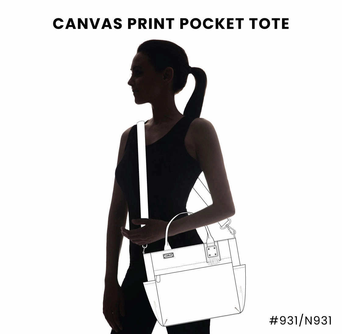 Canvas Print Pocket Tote - Bird
