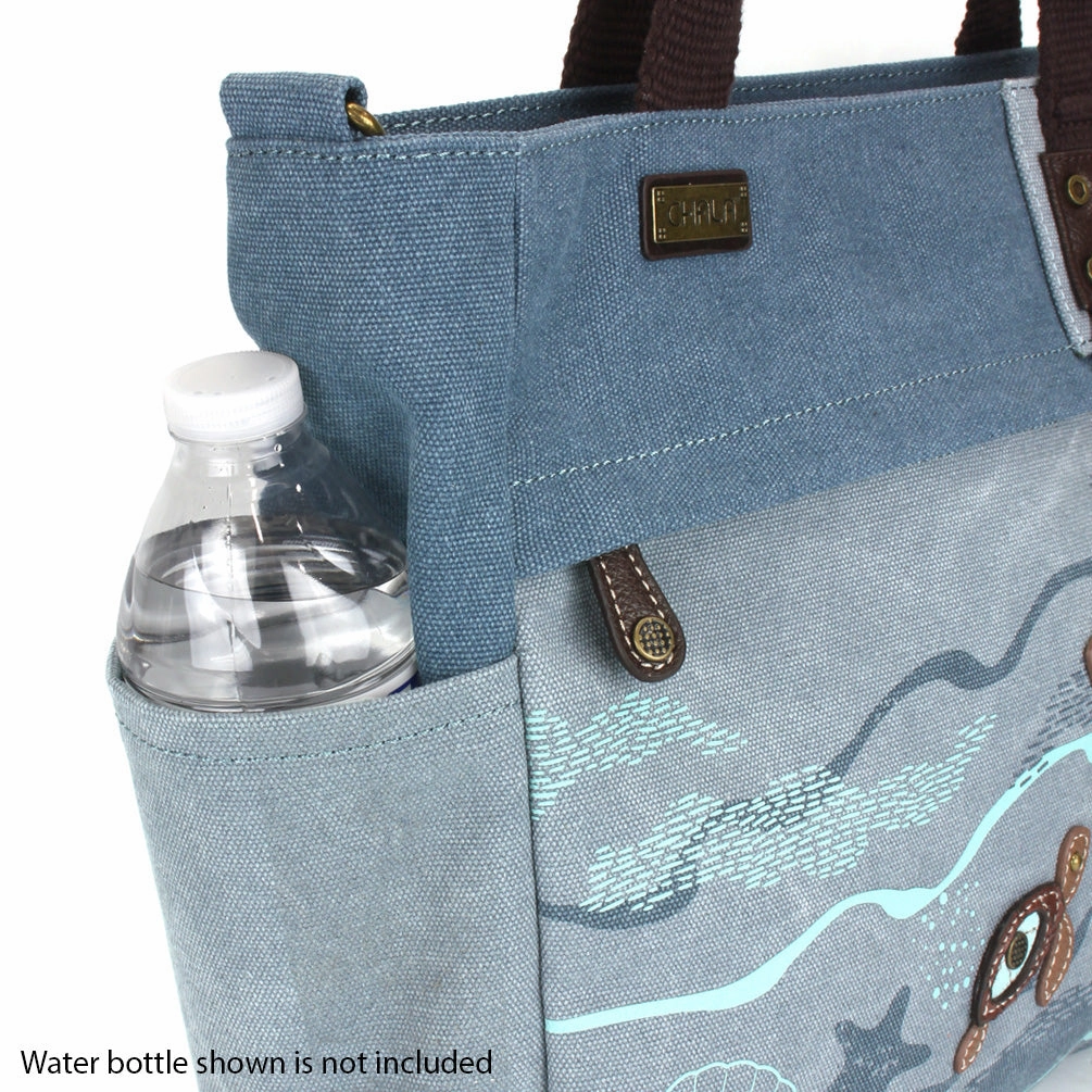 Canvas Print Pocket Tote - Turtles