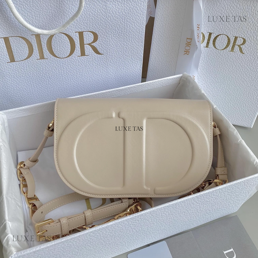 Caramel Beige CD Signature Bag With Strap Leather Crossbody Bag for Women