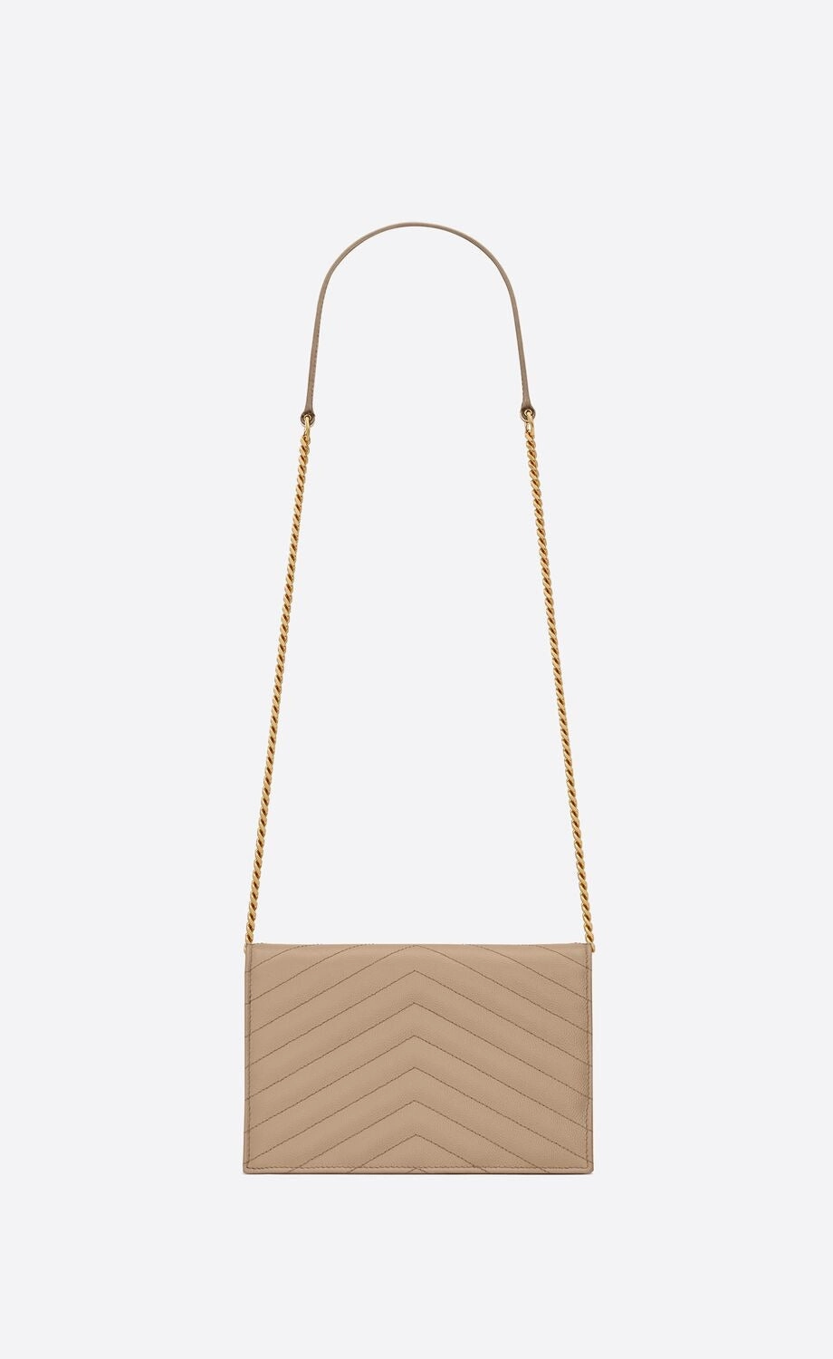 Cassandre Matelass Envelope Chain Wallet In Grain De Poudre Embossed Leather Leather Crossbody Bag for Women