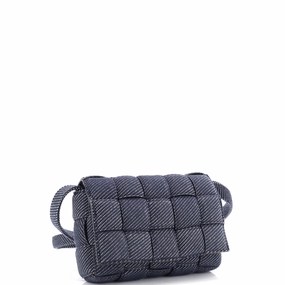Cassette Crossbody Bag Padded Maxi Intrecciato Denim