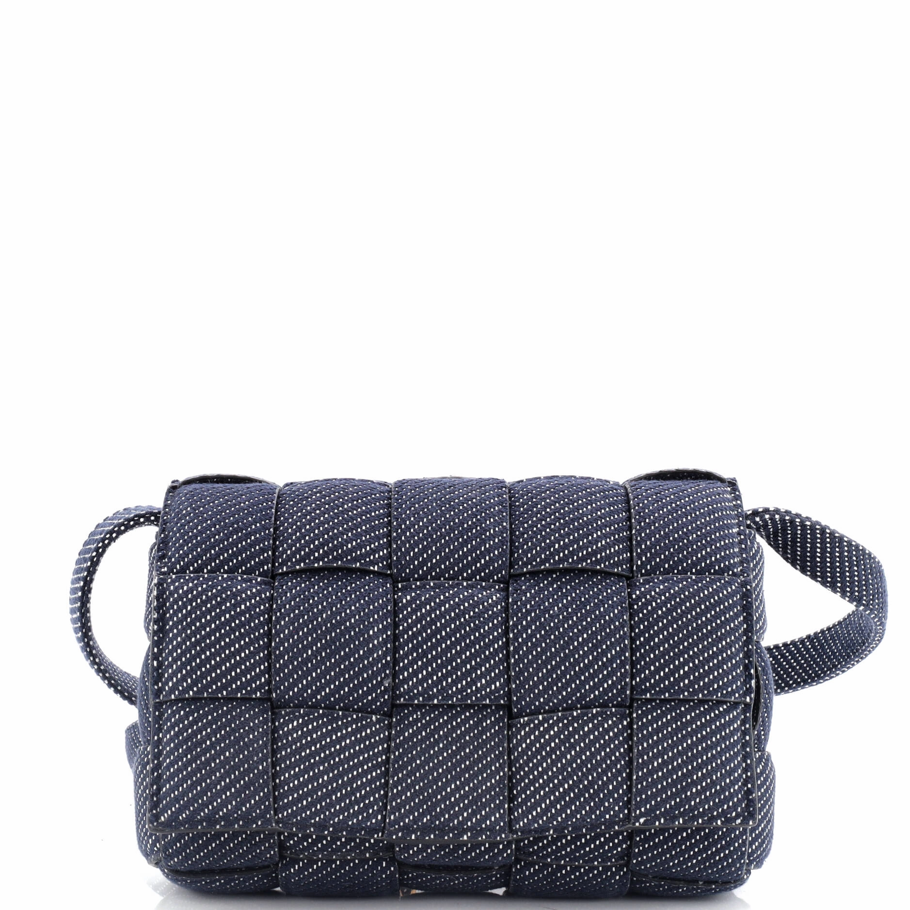 Cassette Crossbody Bag Padded Maxi Intrecciato Denim