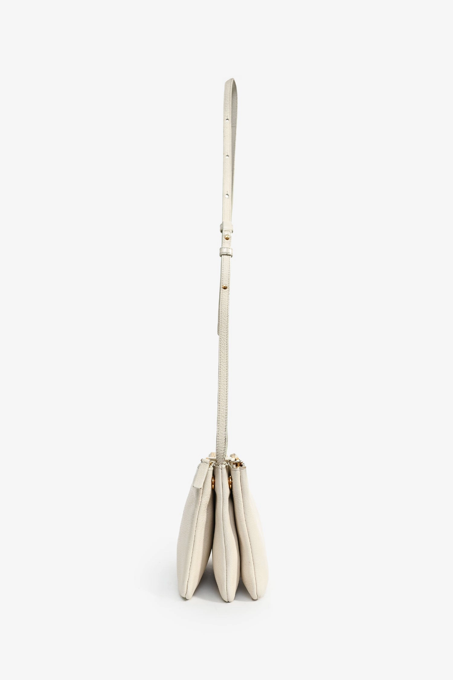 Celine 2015 Cream Grained Leather Small Trio Crossbody Bag