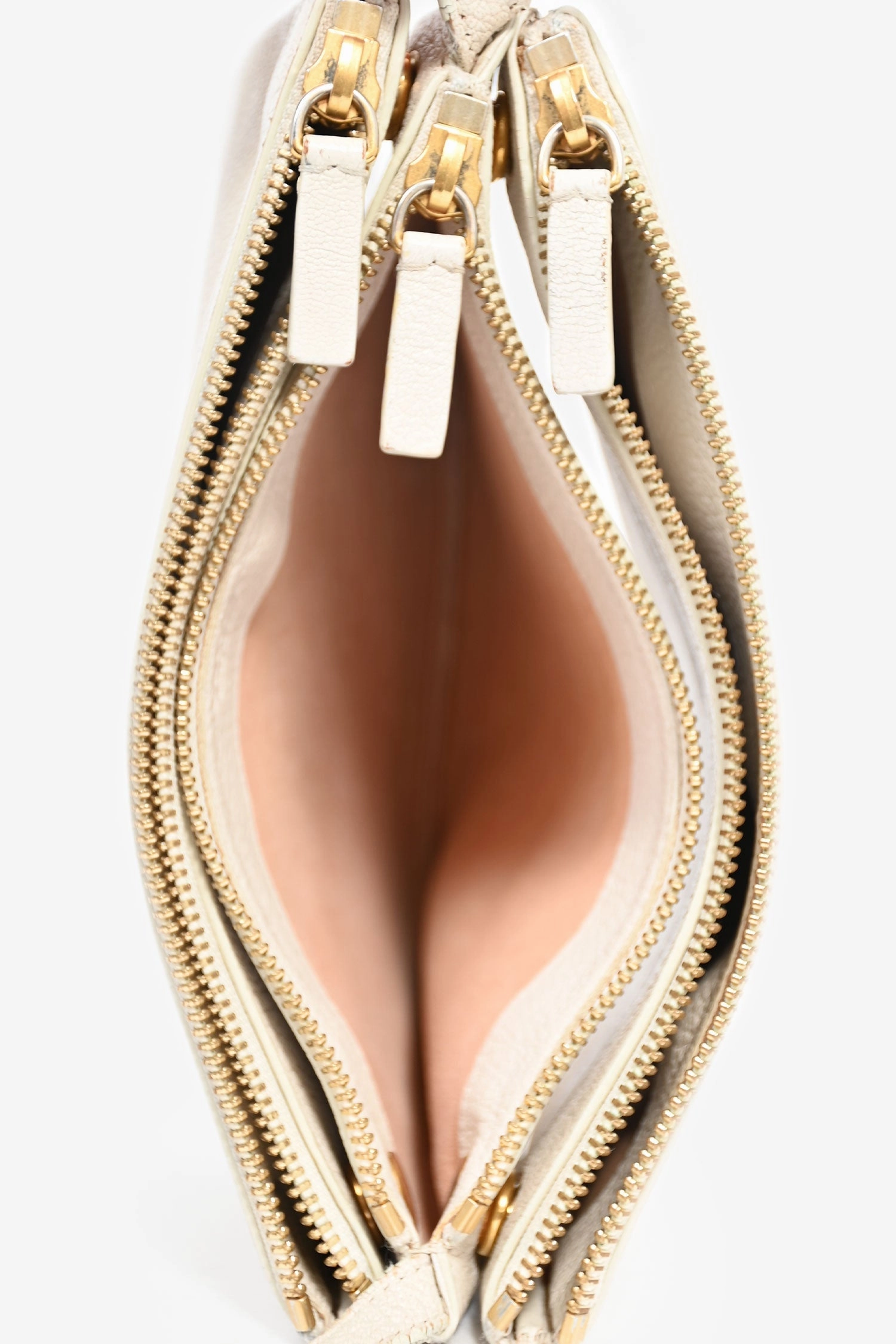 Celine 2015 Cream Grained Leather Small Trio Crossbody Bag