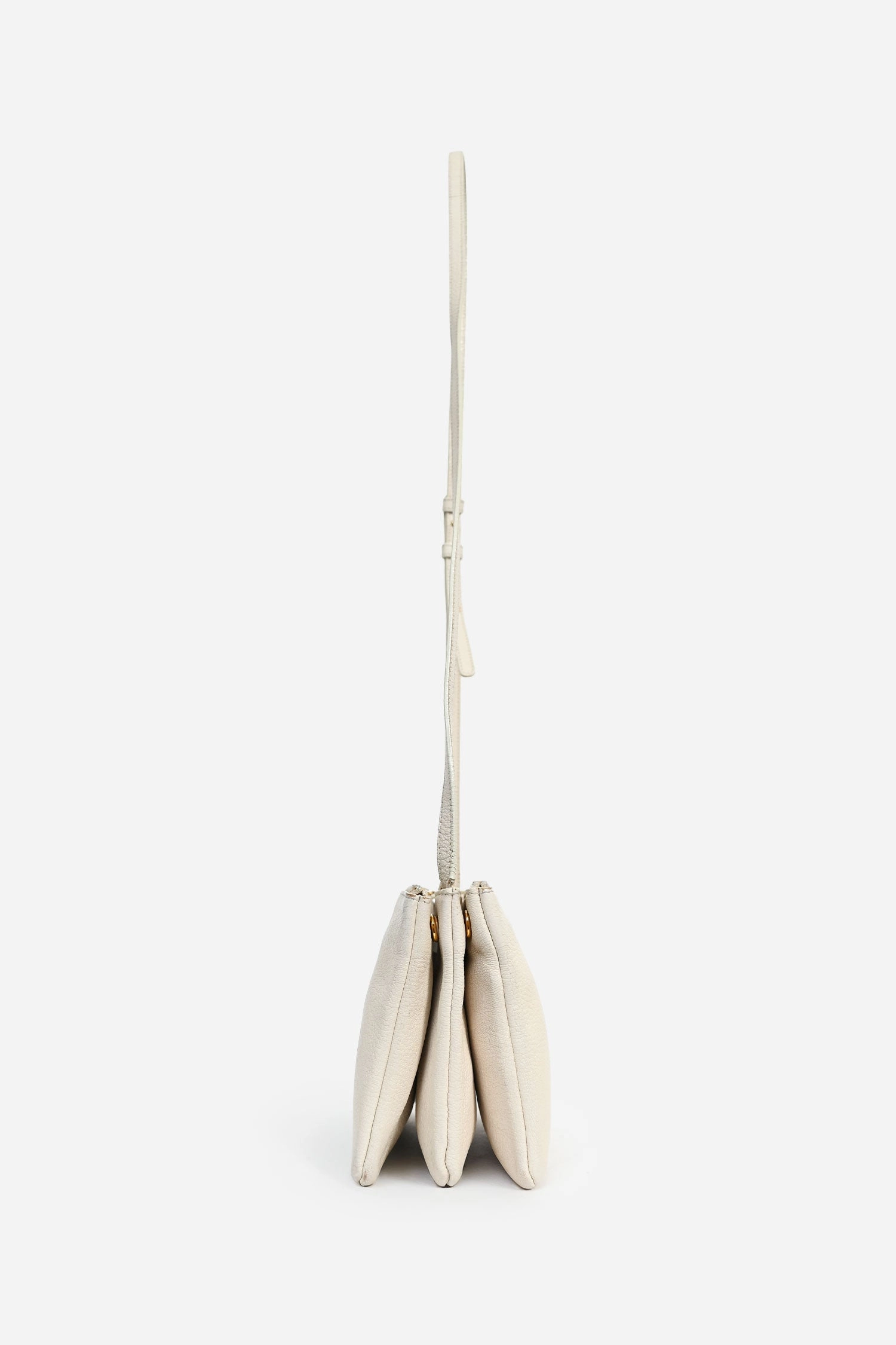 Celine 2015 Cream Grained Leather Small Trio Crossbody Bag