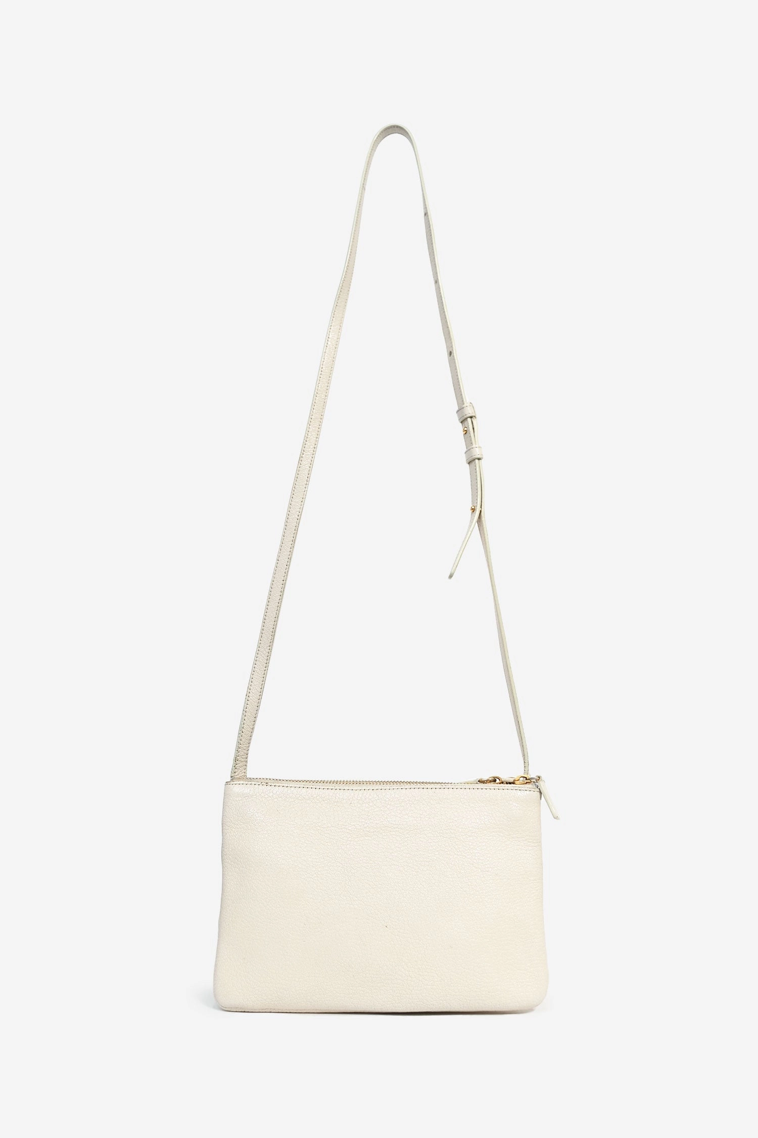 Celine 2015 Cream Grained Leather Small Trio Crossbody Bag