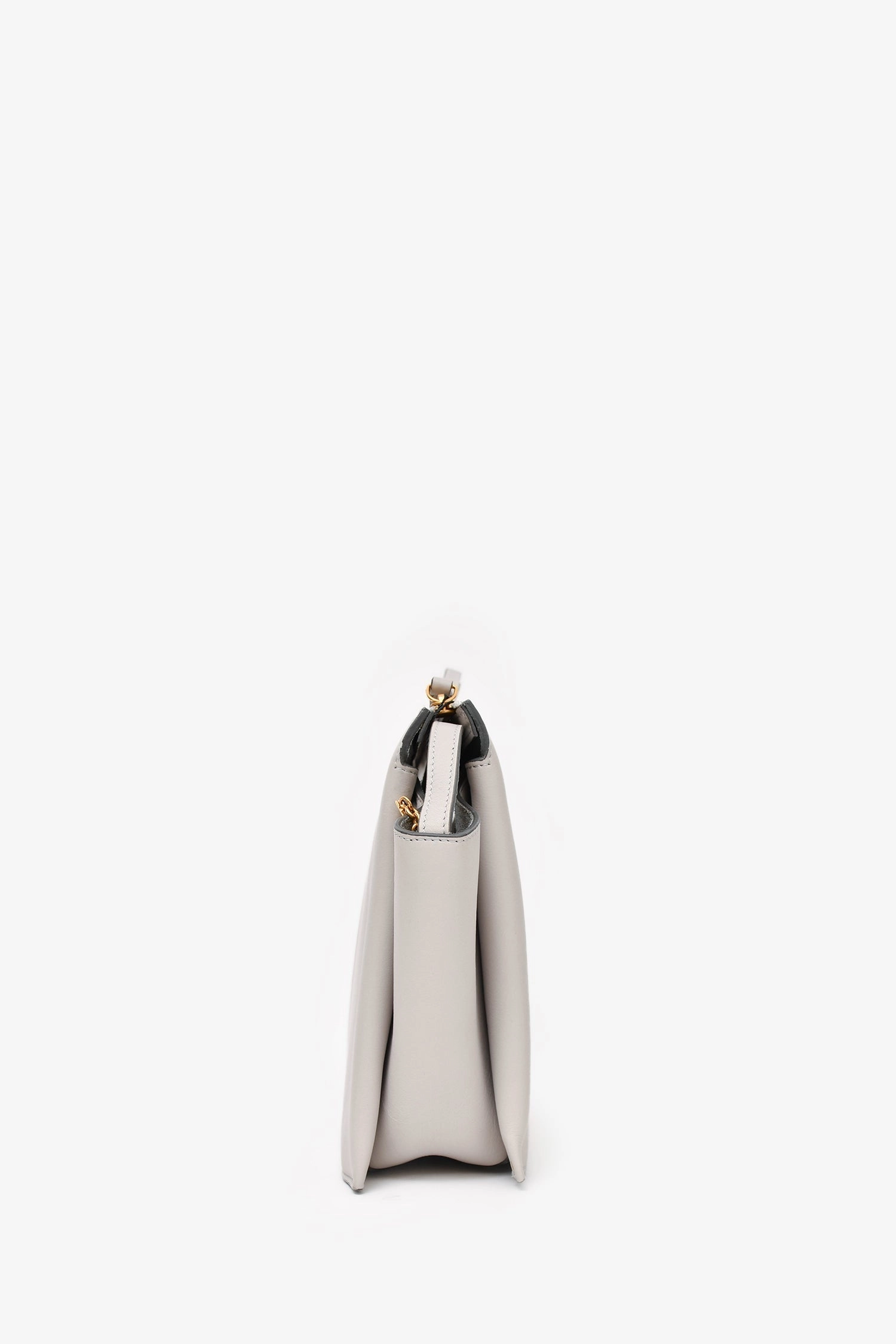 Celine 2017 Light Grey Leather Trifold Clutch With Chain