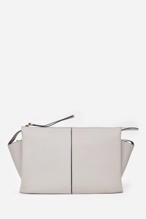 Celine 2017 Light Grey Leather Trifold Clutch With Chain