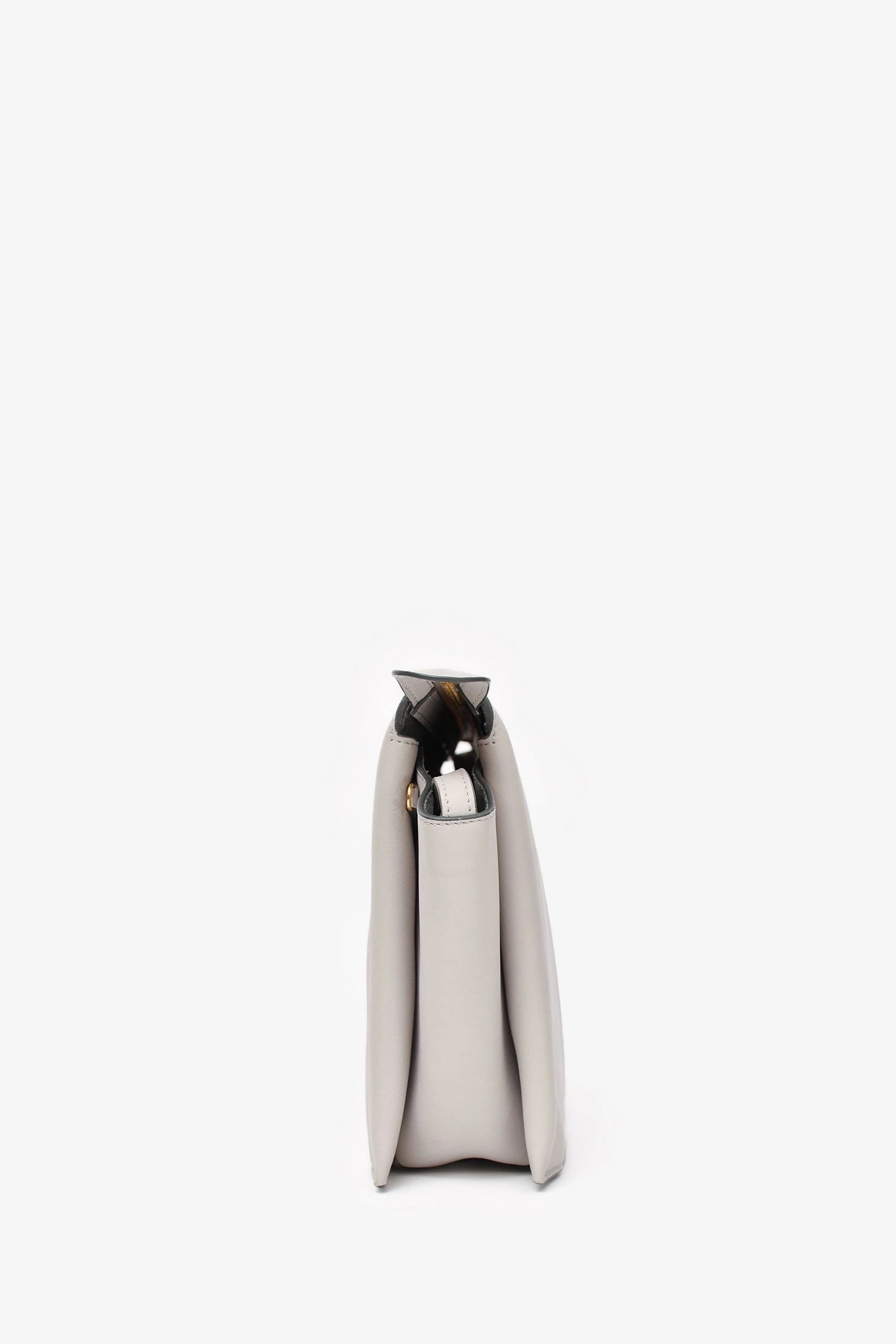Celine 2017 Light Grey Leather Trifold Clutch With Chain