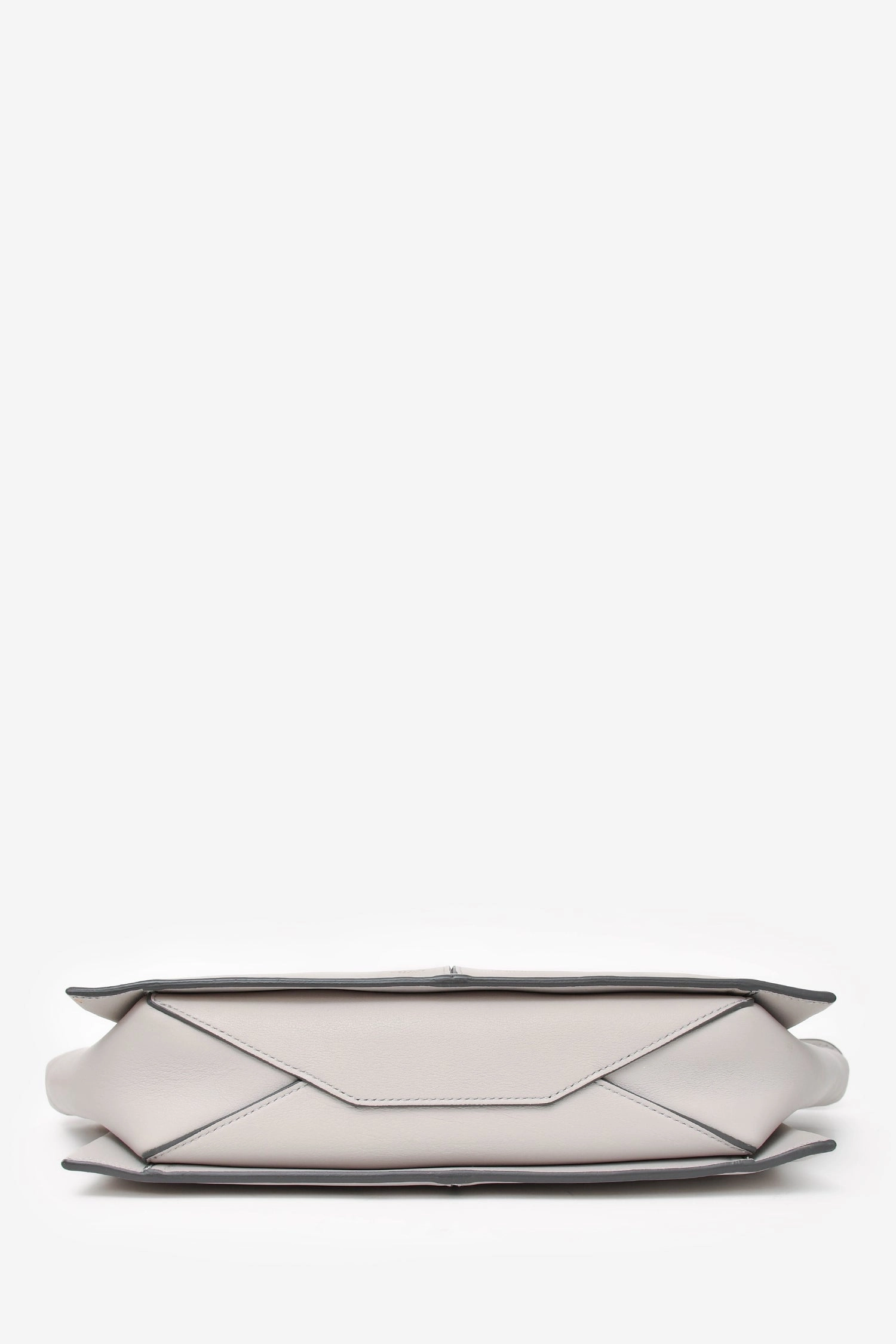 Celine 2017 Light Grey Leather Trifold Clutch With Chain