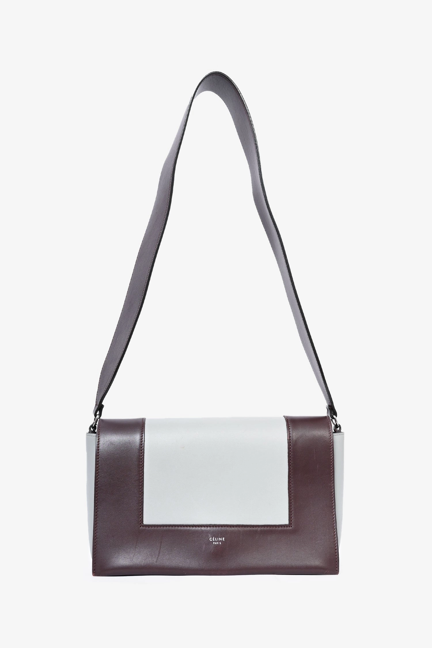 Celine 2018 Blue/Burgundy Leather 'Frame' Crossbody Bag