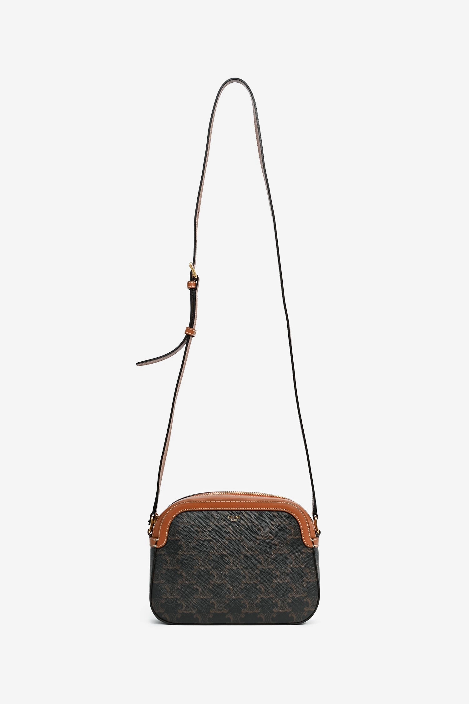 Celine 2019 Black/Brown Canvas/Leather Small Crossbody Bag