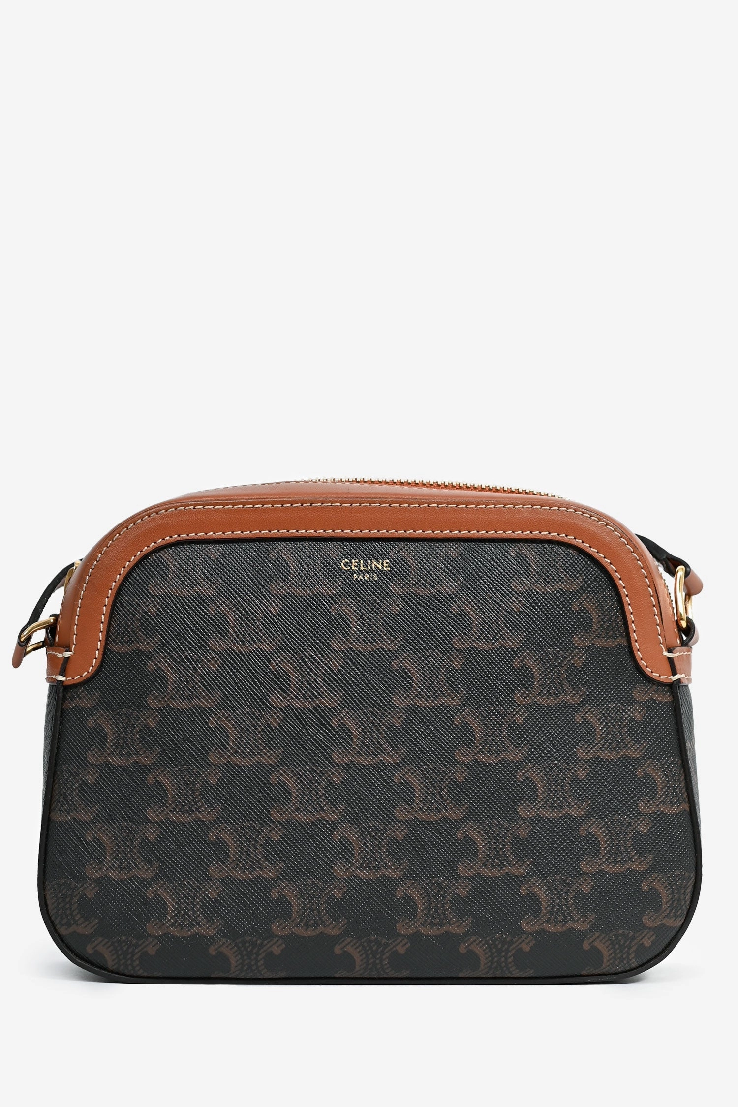 Celine 2019 Black/Brown Canvas/Leather Small Crossbody Bag