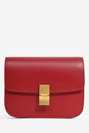 Celine 2019 Red Smooth Leather Medium Box Bag