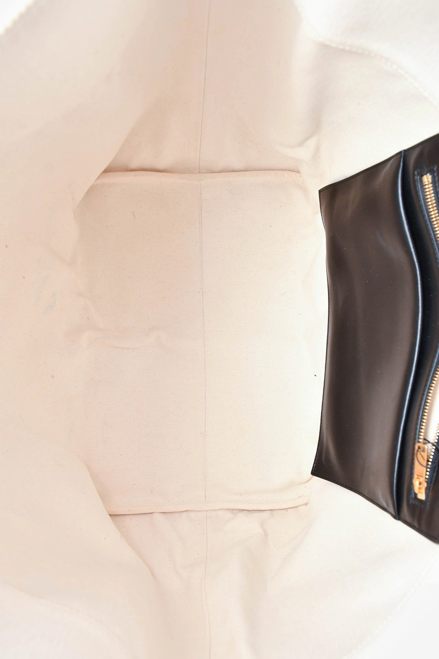 Celine 2020 Cream/Black Canvas/Leather Cabas Maillon Triomphe Tote
