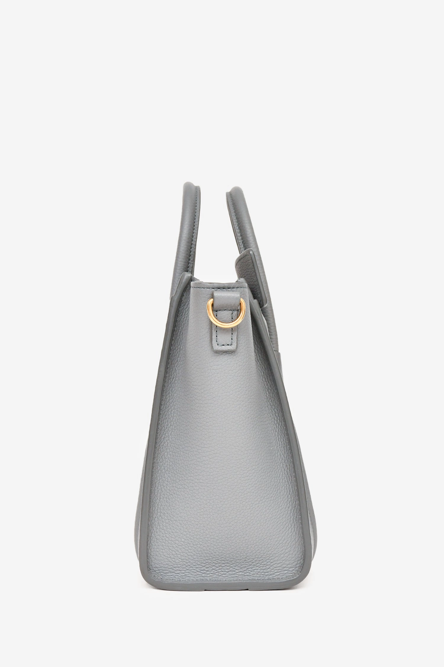 Celine 2021 Grey Leather Nano Luggage Top Handle with Strap