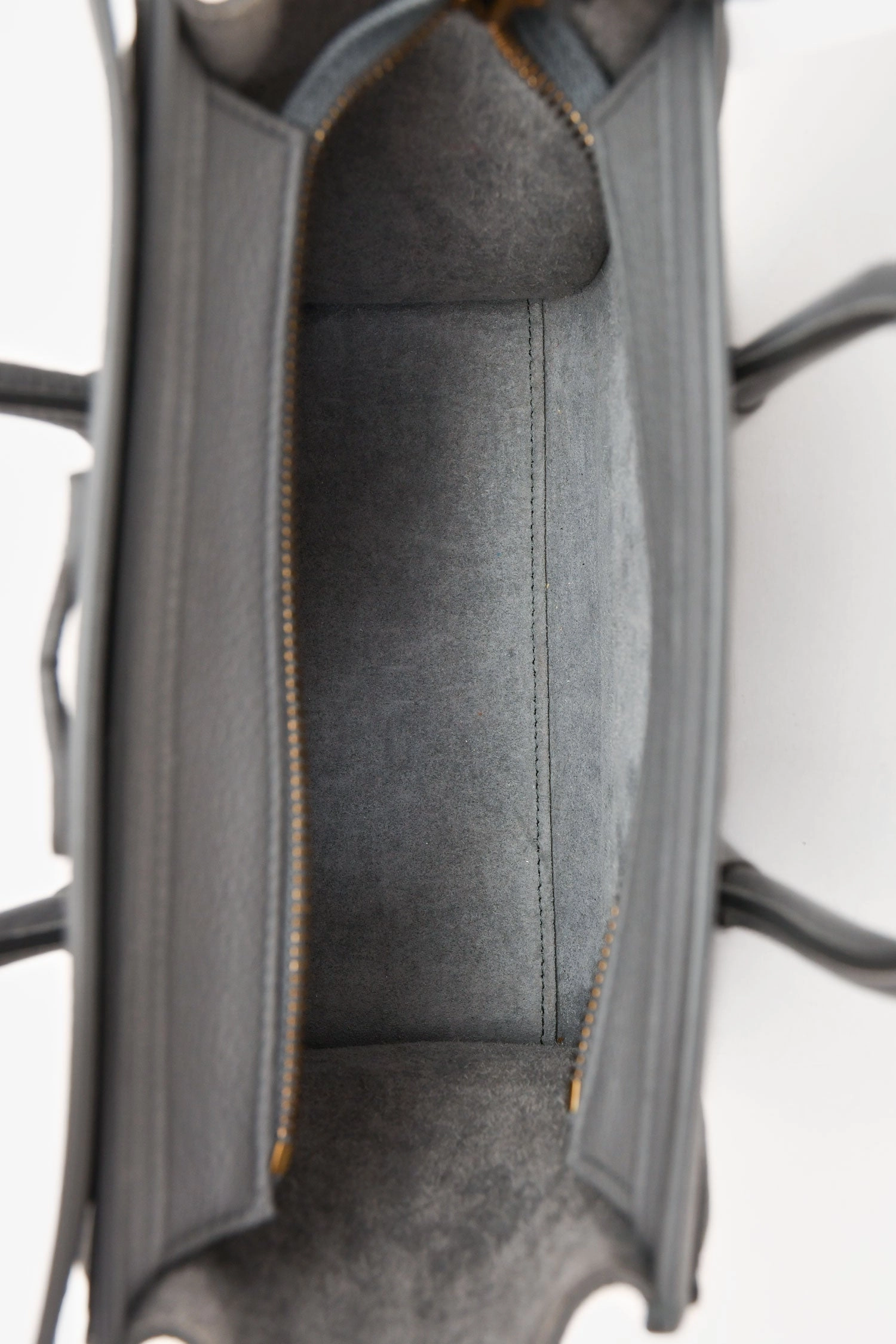Celine 2021 Grey Leather Nano Luggage Top Handle with Strap