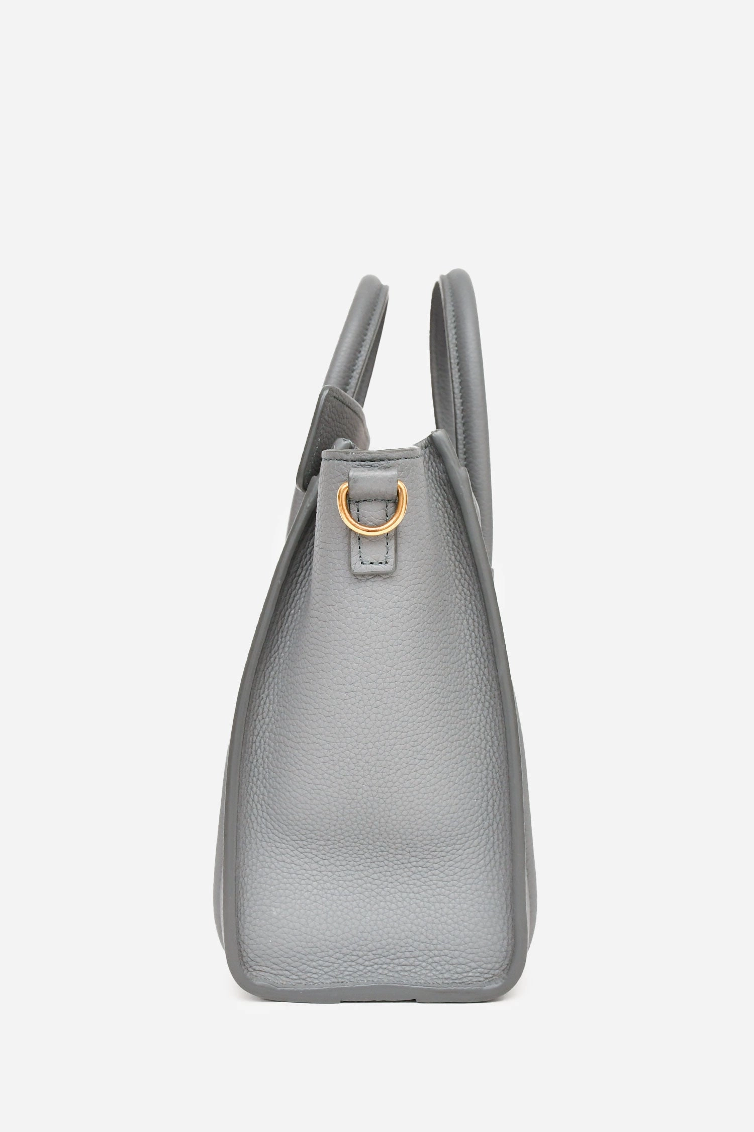 Celine 2021 Grey Leather Nano Luggage Top Handle with Strap