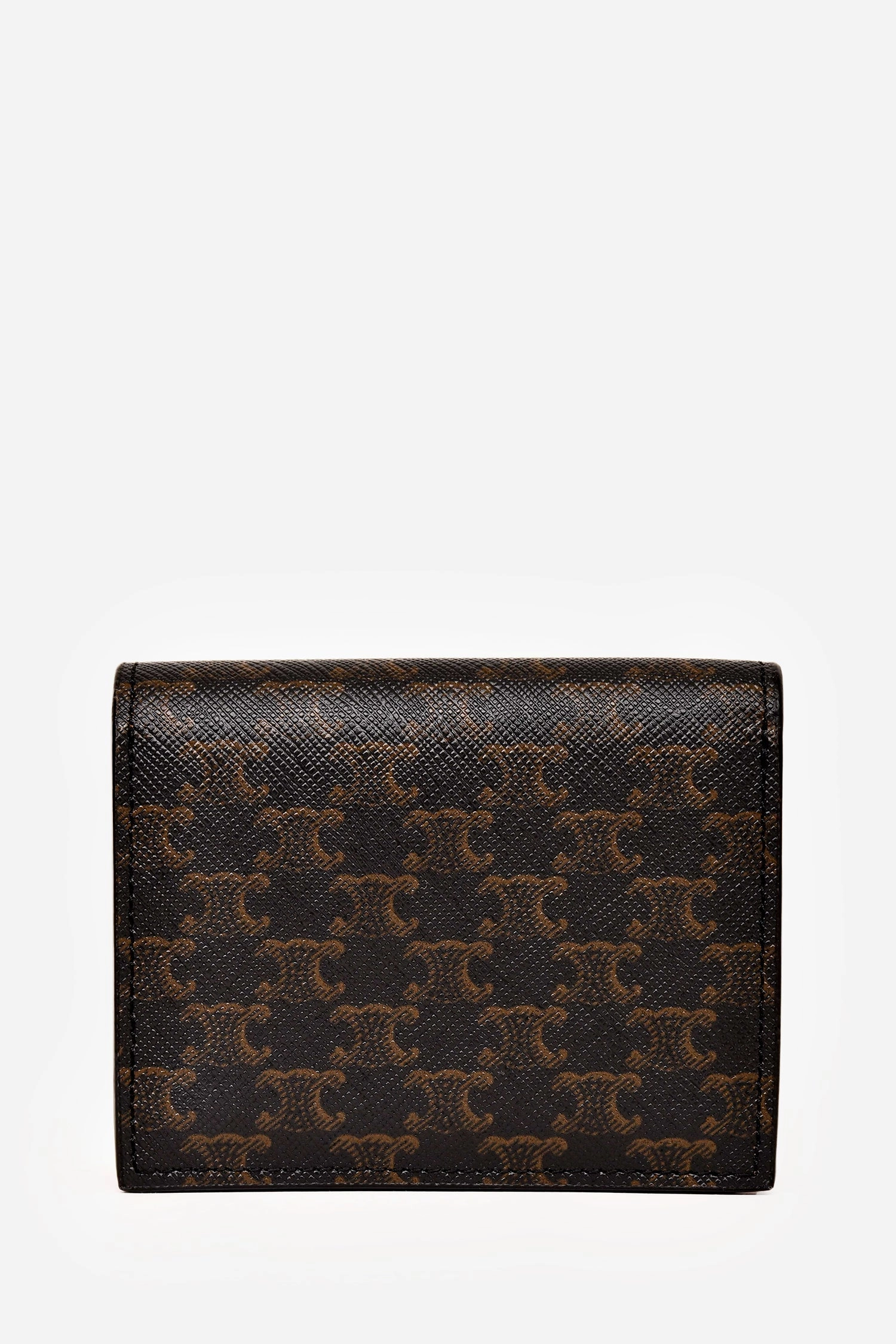 Celine 2022 Brown Leather/Canvas Triomphe Business Card Holder