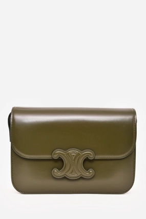 Celine 2022 Green Leather Classique Triomphe Shoulder Bag