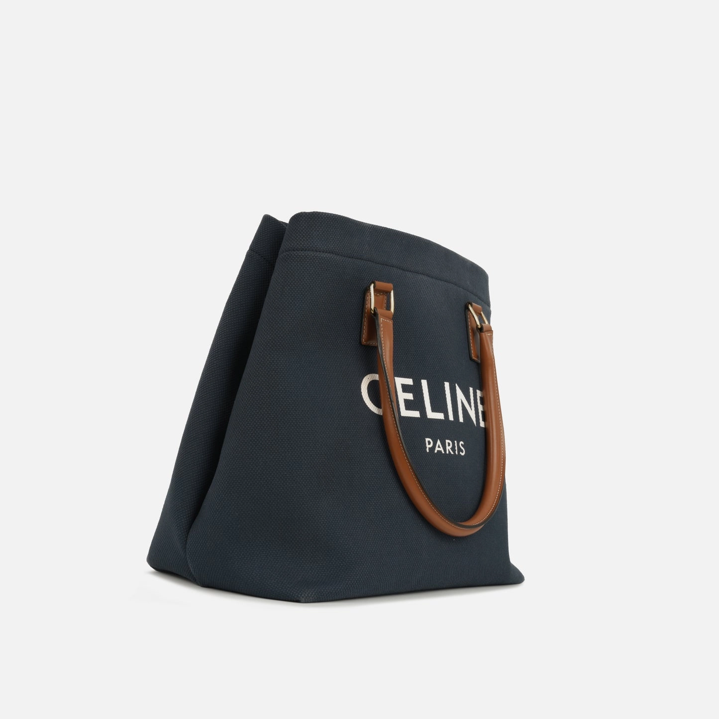 Celine - Cabas tote - Navy Canvas Fabric Exterior CGHW - Pre-Loved