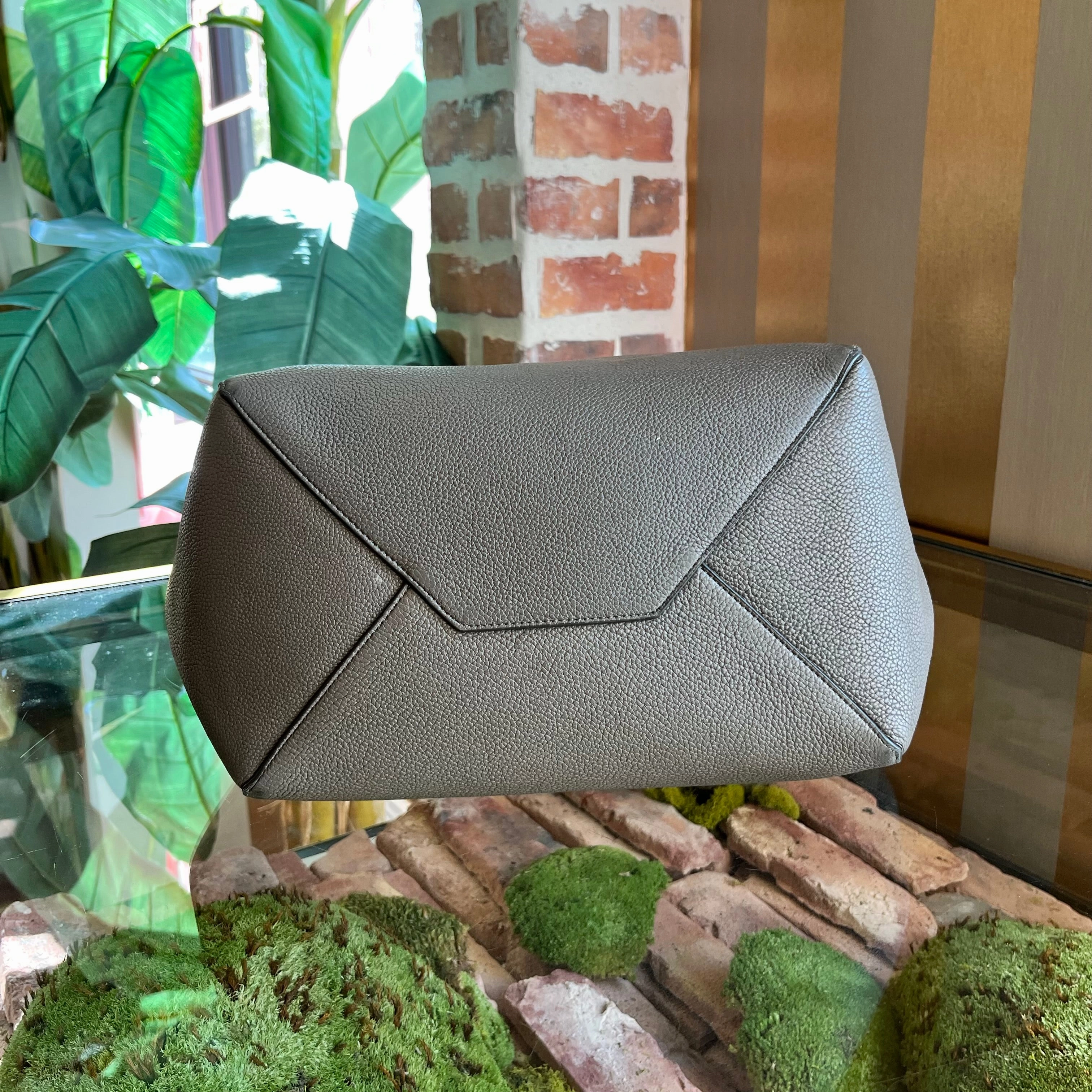 CELINE Belt Cabas Phantom Gray Drummed Calfskin Tote Bag