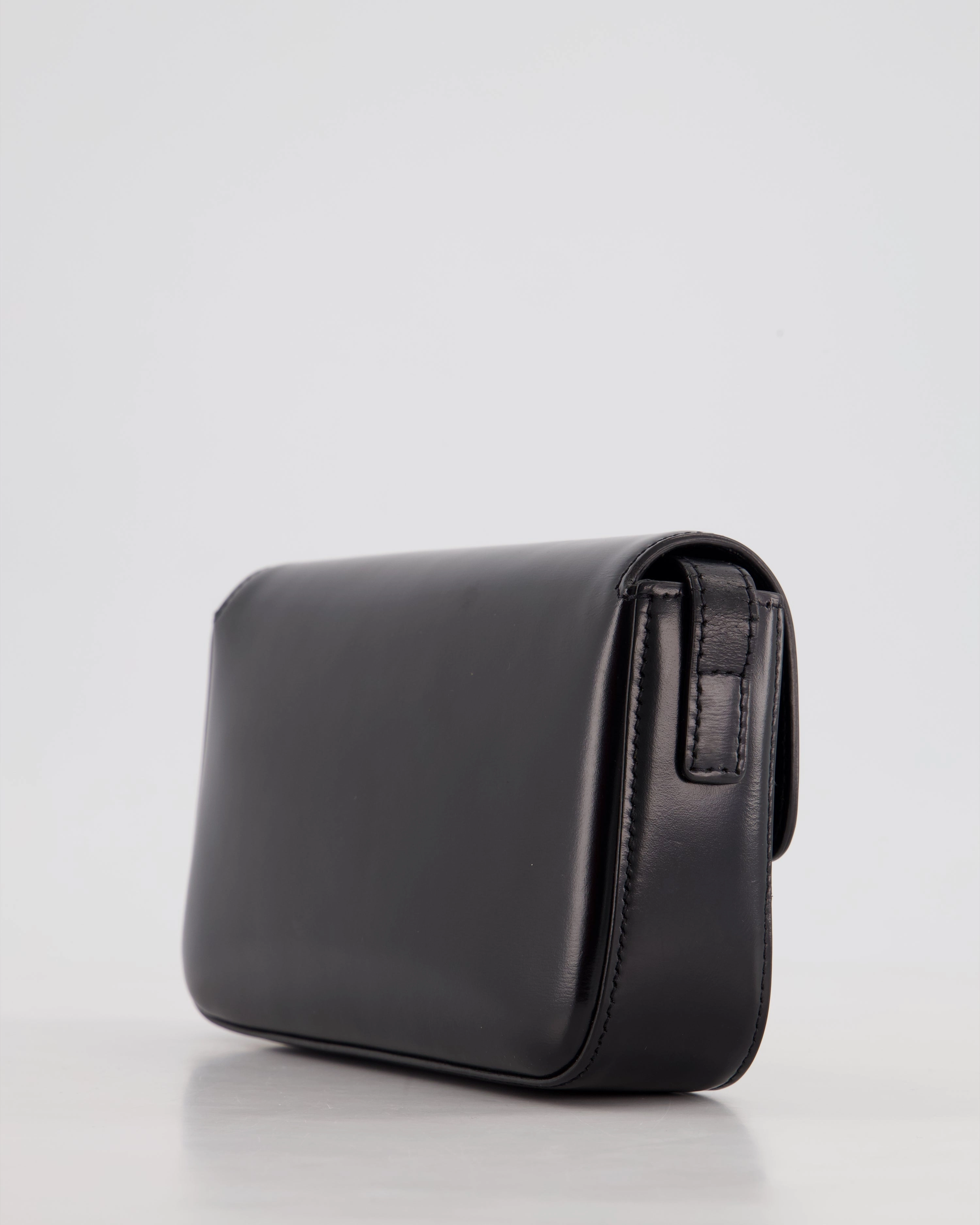 Celine Black Claude Shoulder Bag in Shiny Calfskin with Gold Hardware RRP 2150