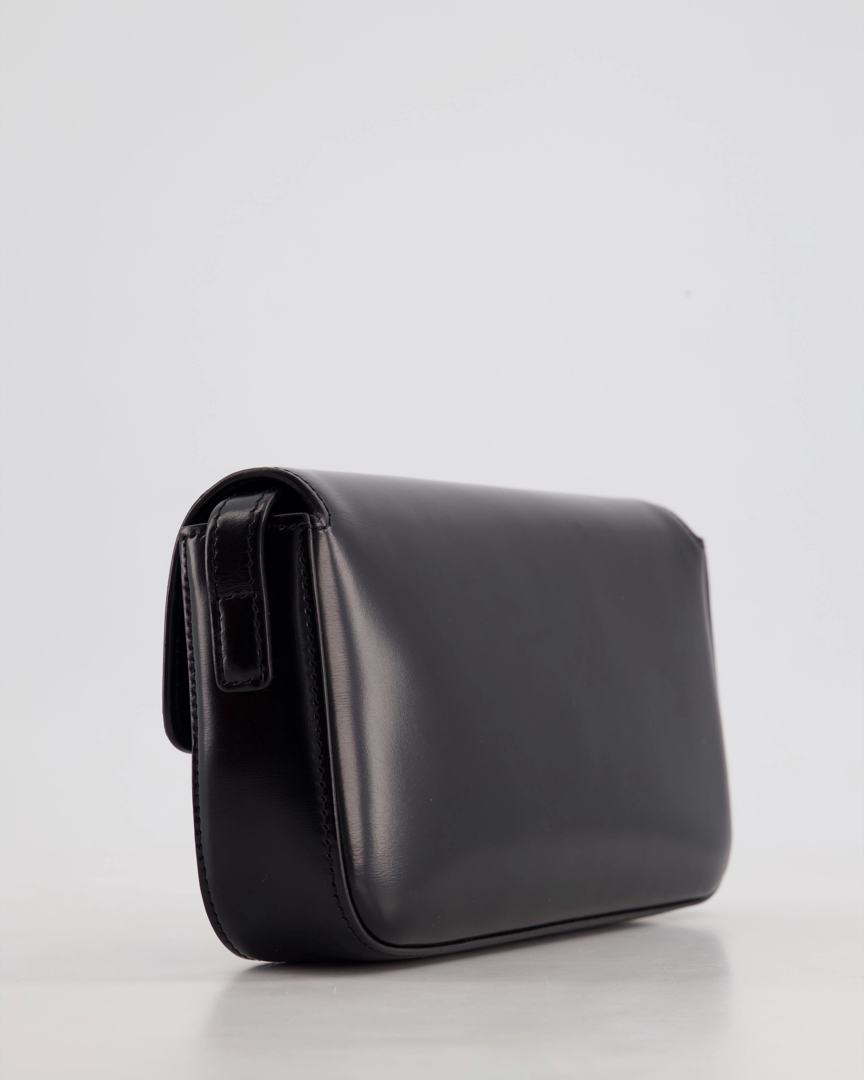 Celine Black Claude Shoulder Bag in Shiny Calfskin with Gold Hardware RRP 2150