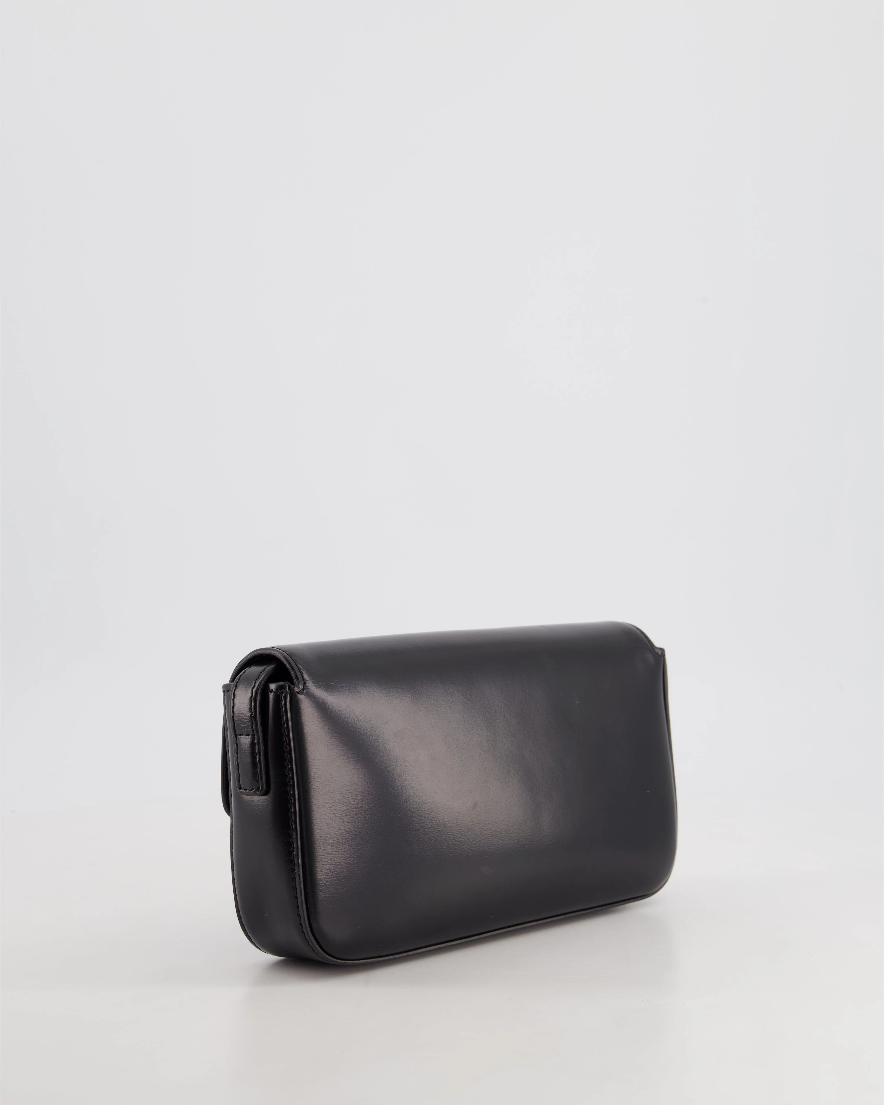 Celine Black Claude Shoulder Bag in Shiny Calfskin with Gold Hardware RRP 2150