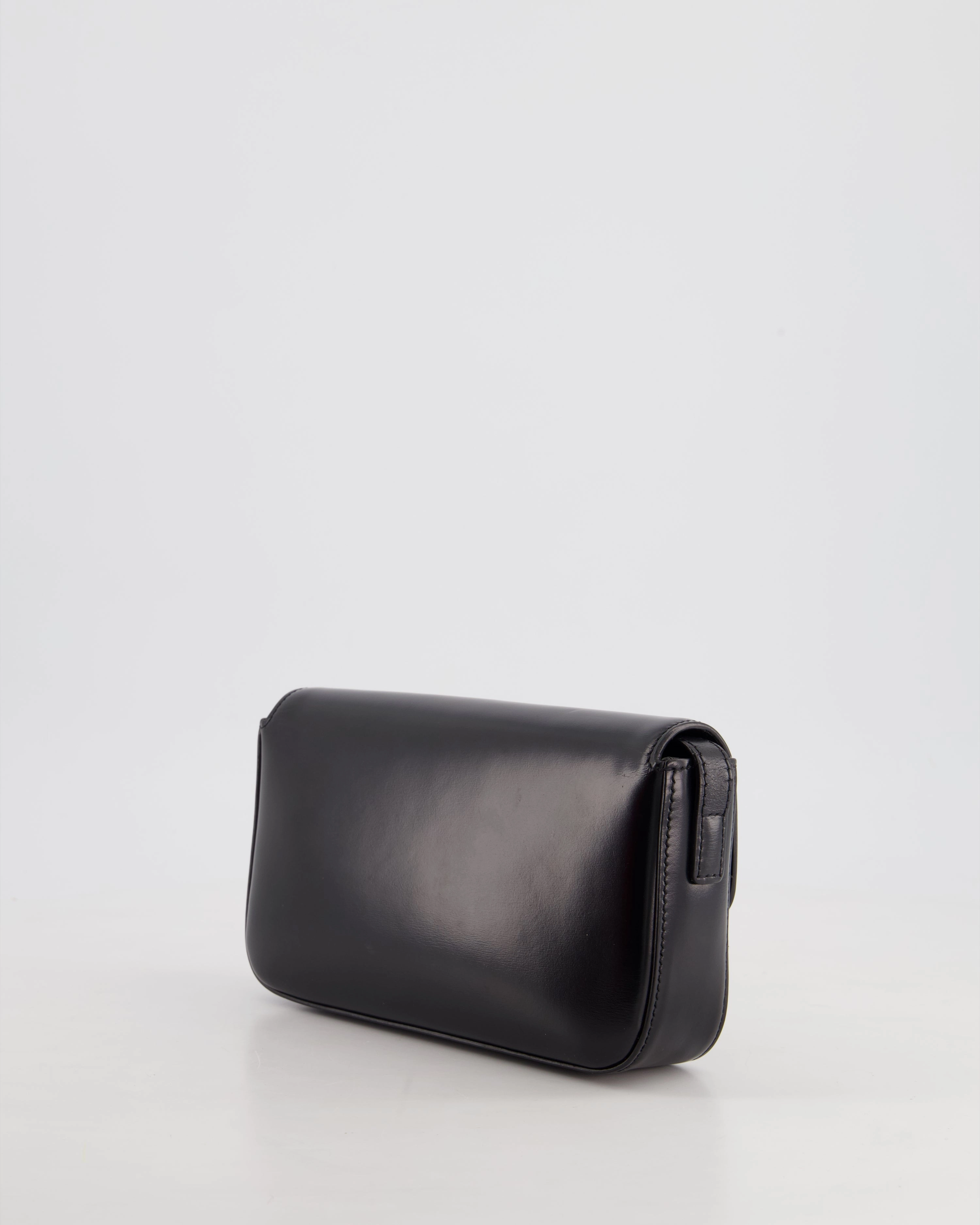Celine Black Claude Shoulder Bag in Shiny Calfskin with Gold Hardware RRP 2150