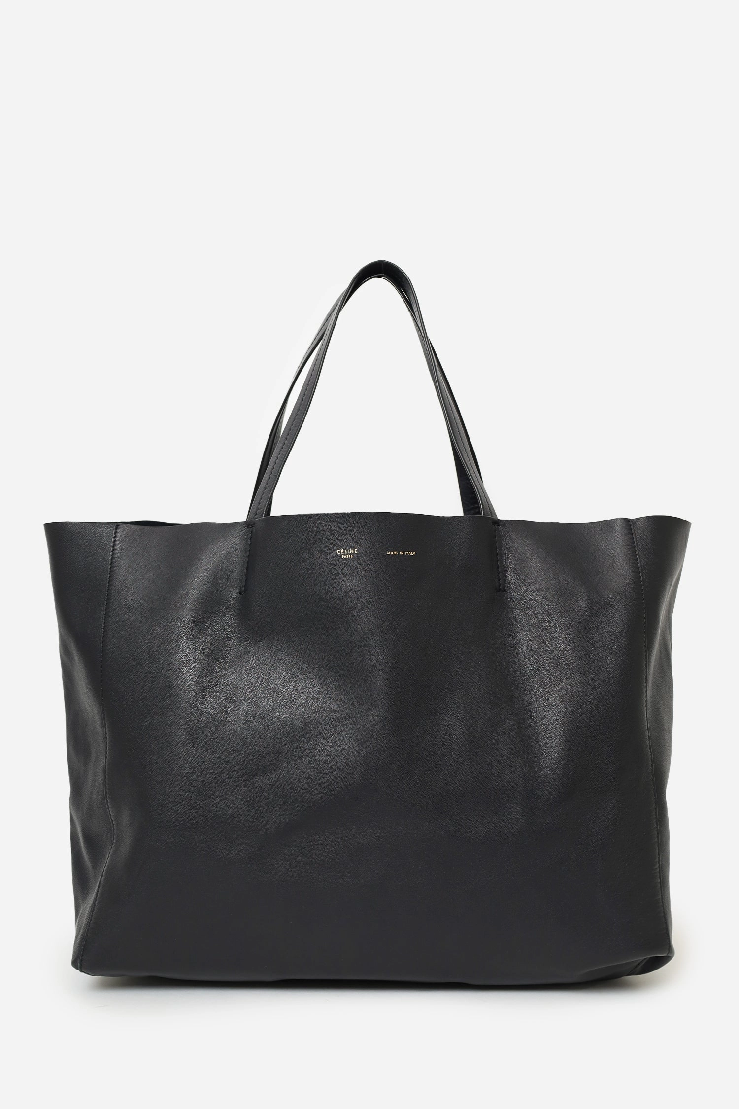 Celine Black Leather Cabas Horizontal Tote