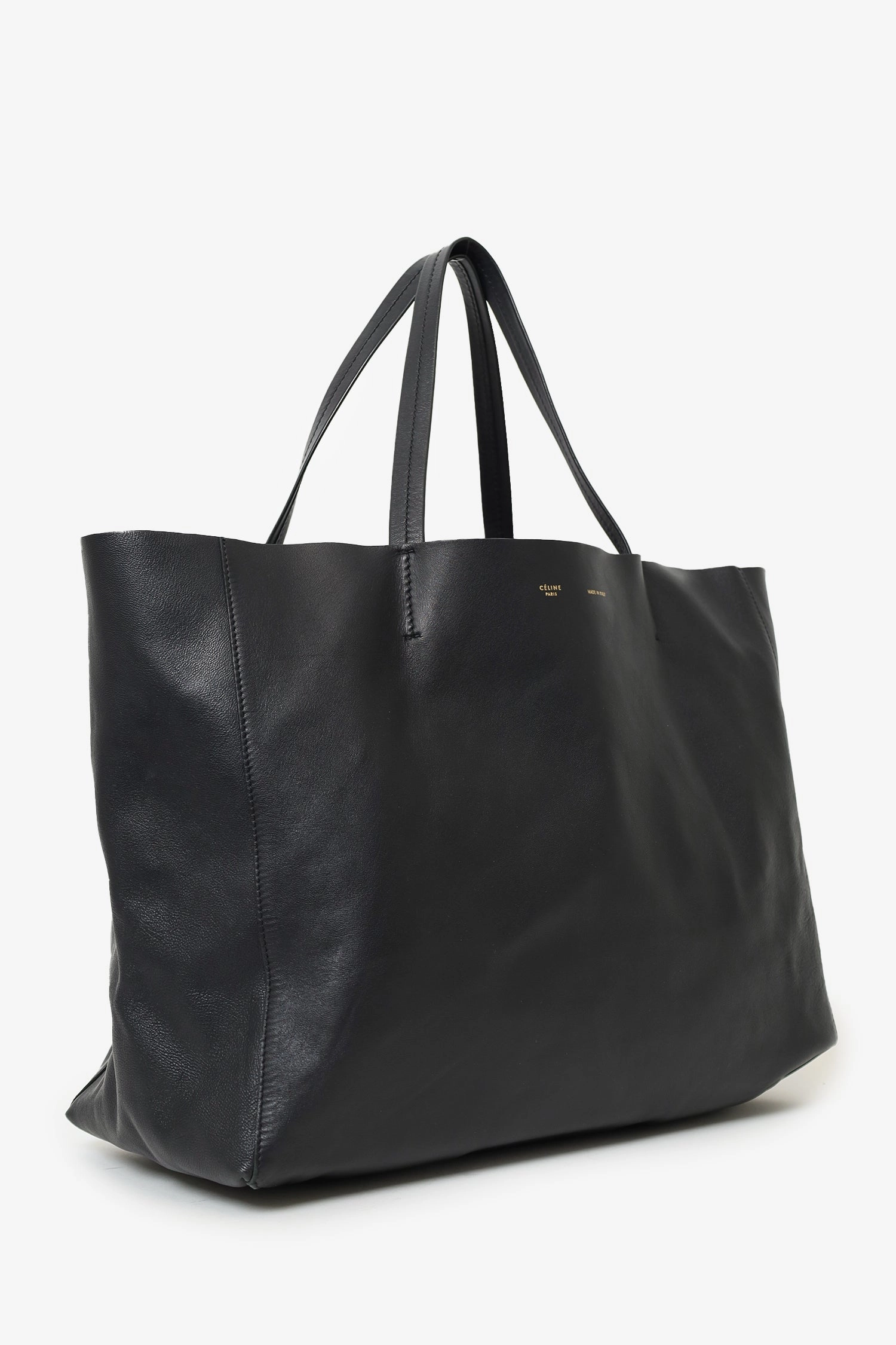 Celine Black Leather Cabas Horizontal Tote
