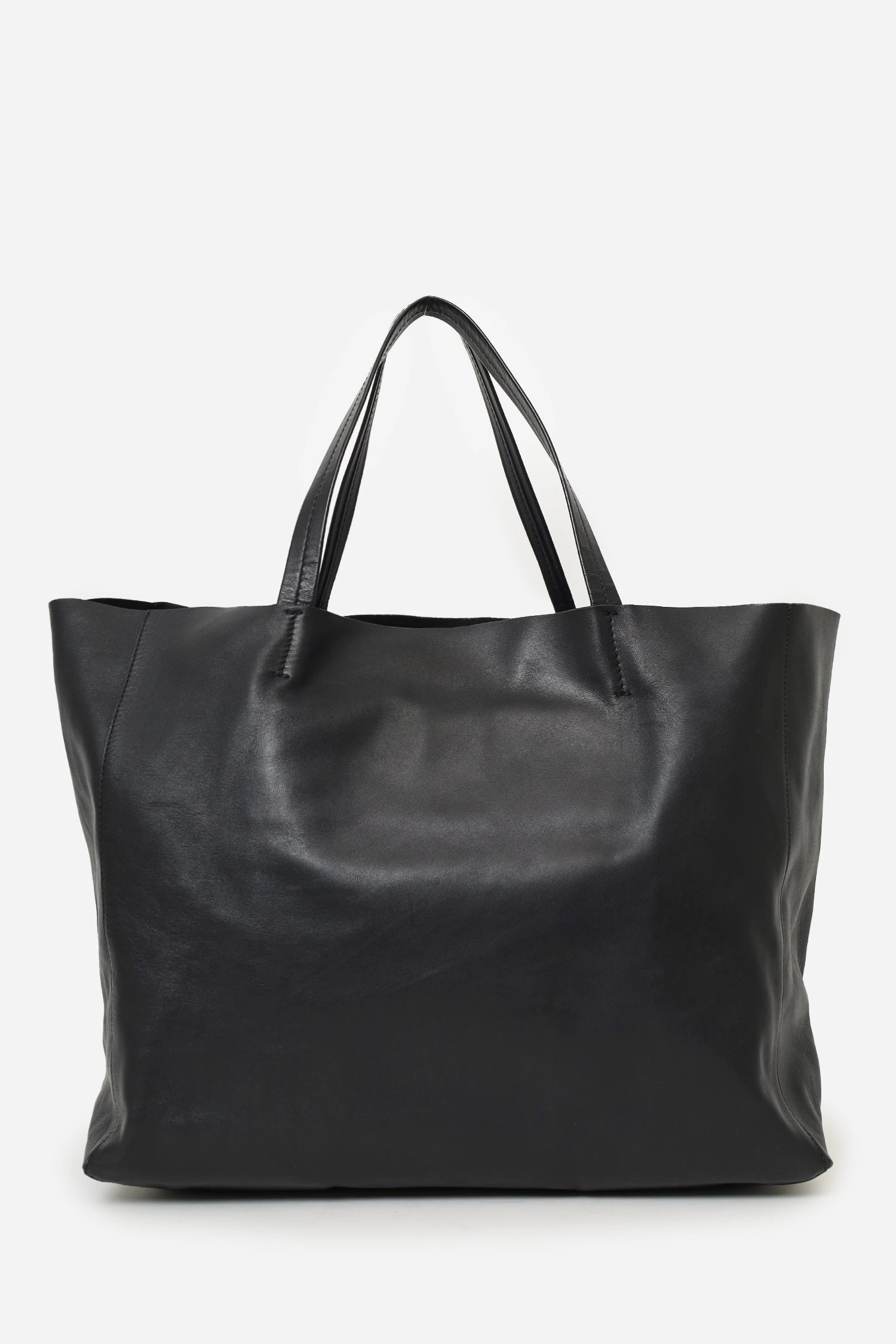 Celine Black Leather Cabas Horizontal Tote